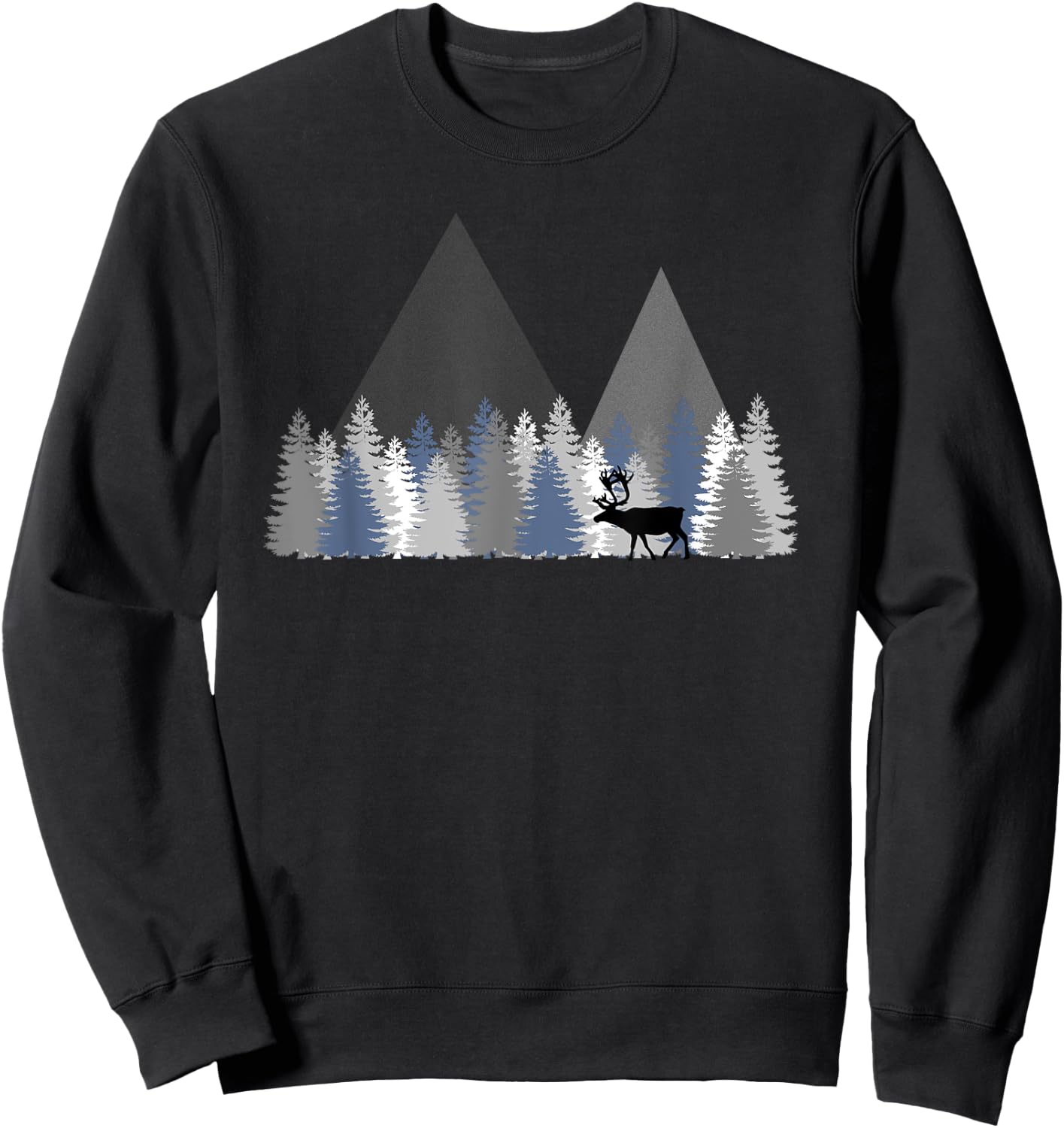 Caribou Forest Mountains Nature Sweatshirt - Sweatshirt | Black