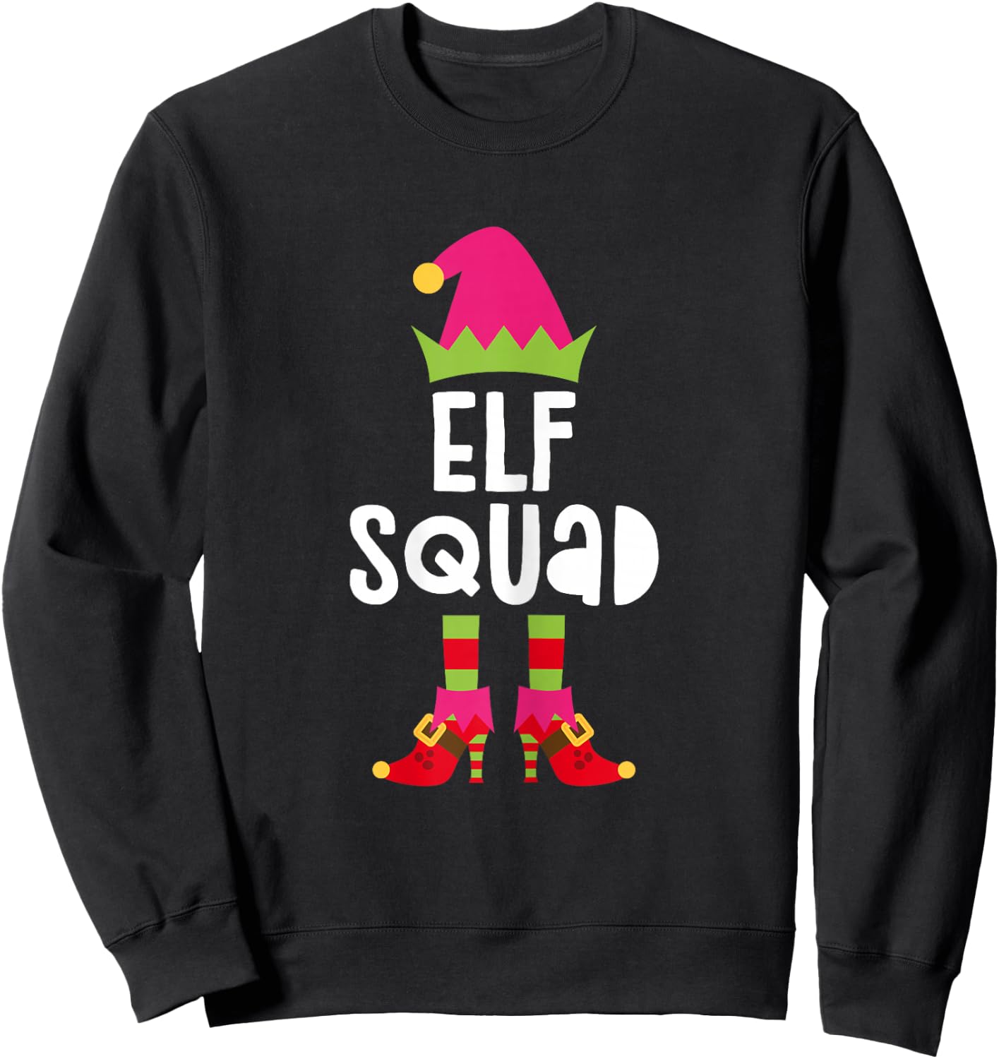 Elf Squad Shirt Matching Girl Christmas Elf Pajamas Sweatshirt - Sweatshirt | Black