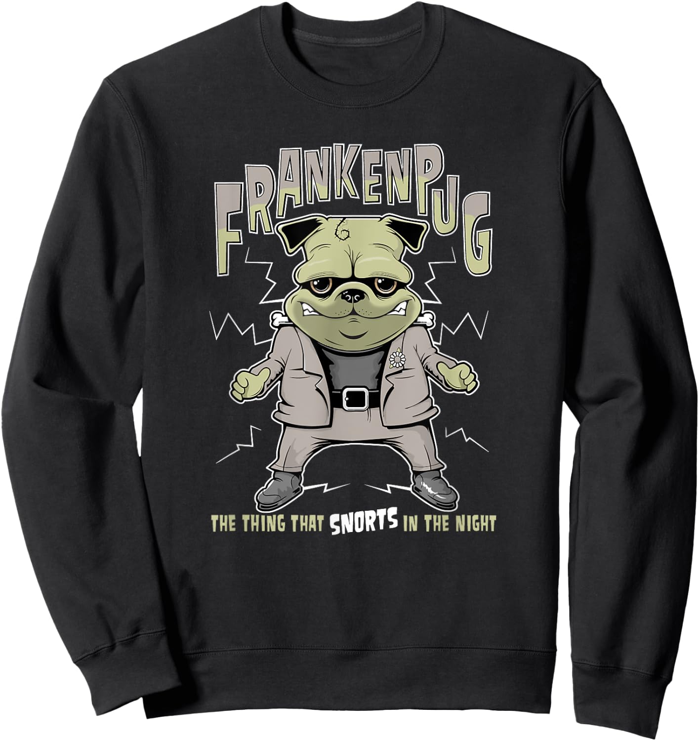Pug Halloween FrankenPug Sweatshirt - Sweatshirt | Black