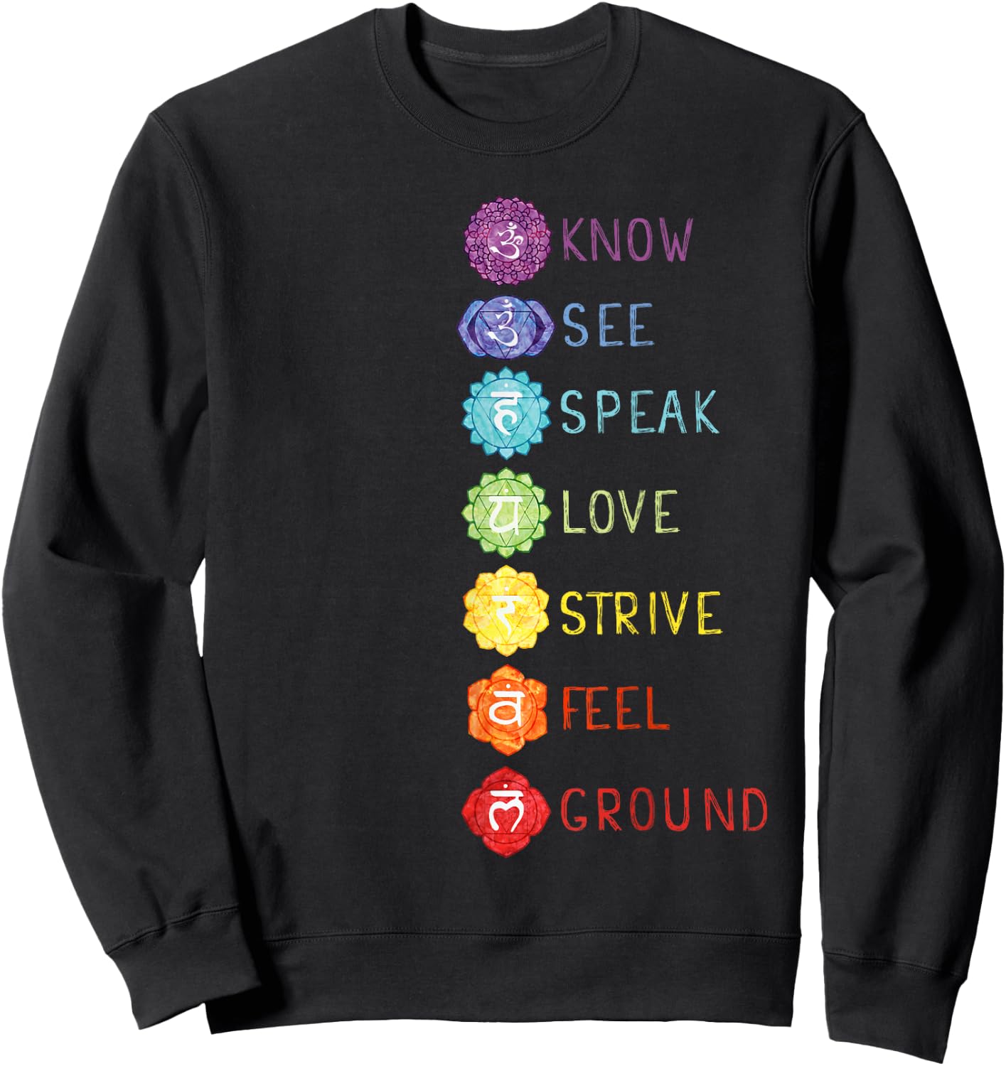 7 Seven Chakras Yoga T Shirt Sweatshirt - Sweatshirt | Black