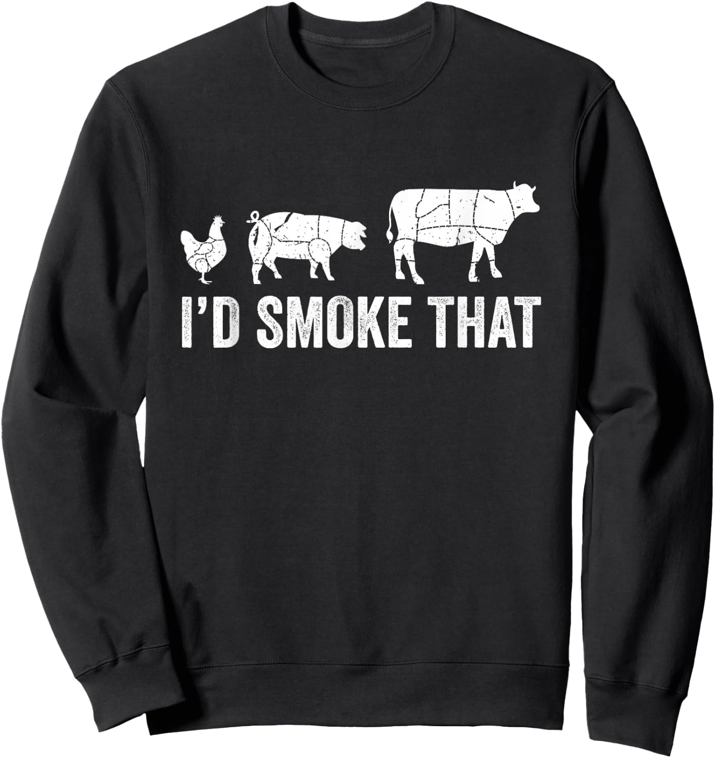 I'd Smoke That Fun BBQ Smoker Chef Sweatshirt - Sweatshirt | Black