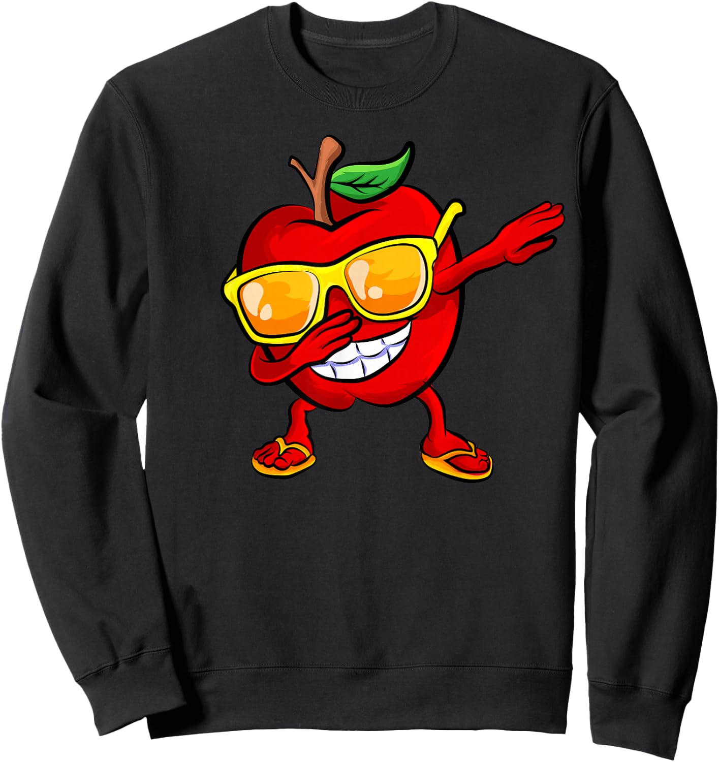 Dabbing Apple Sunglasses Design Green Apples Lovers Sweatshirt - Sweatshirt | Black