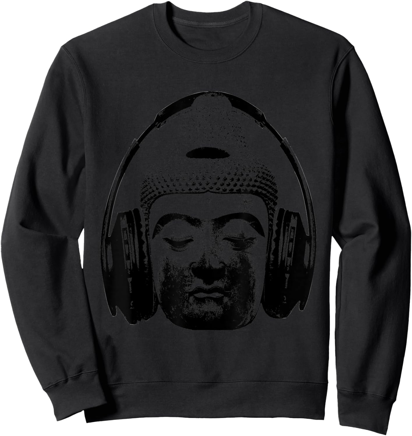 Chilling Buddha with Headphones Music DJ Sweatshirt - Sweatshirt | Black