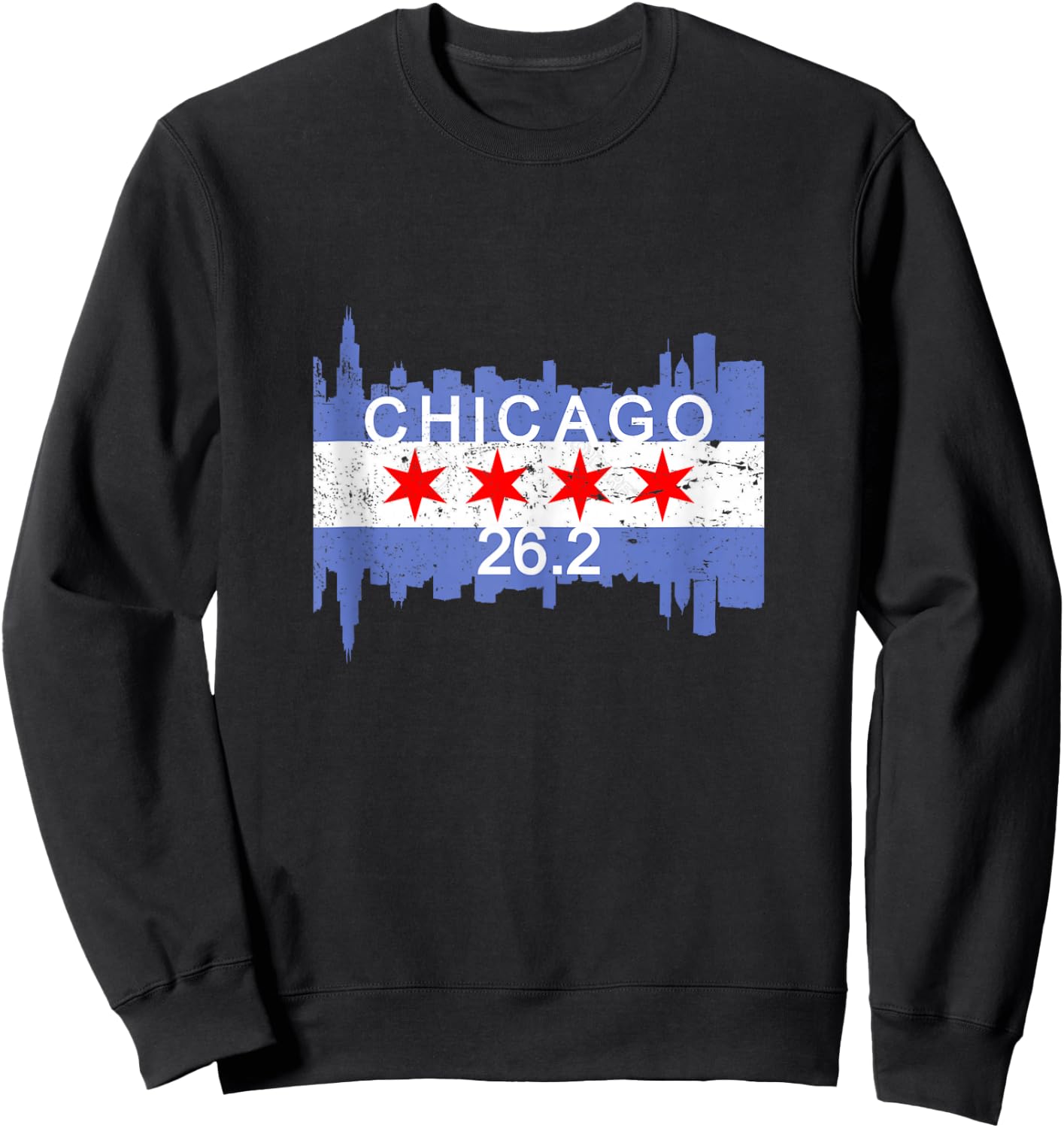 26.2 Mile Marathon Runner Chicago Flag Running Race Gift Sweatshirt - Sweatshirt | Black