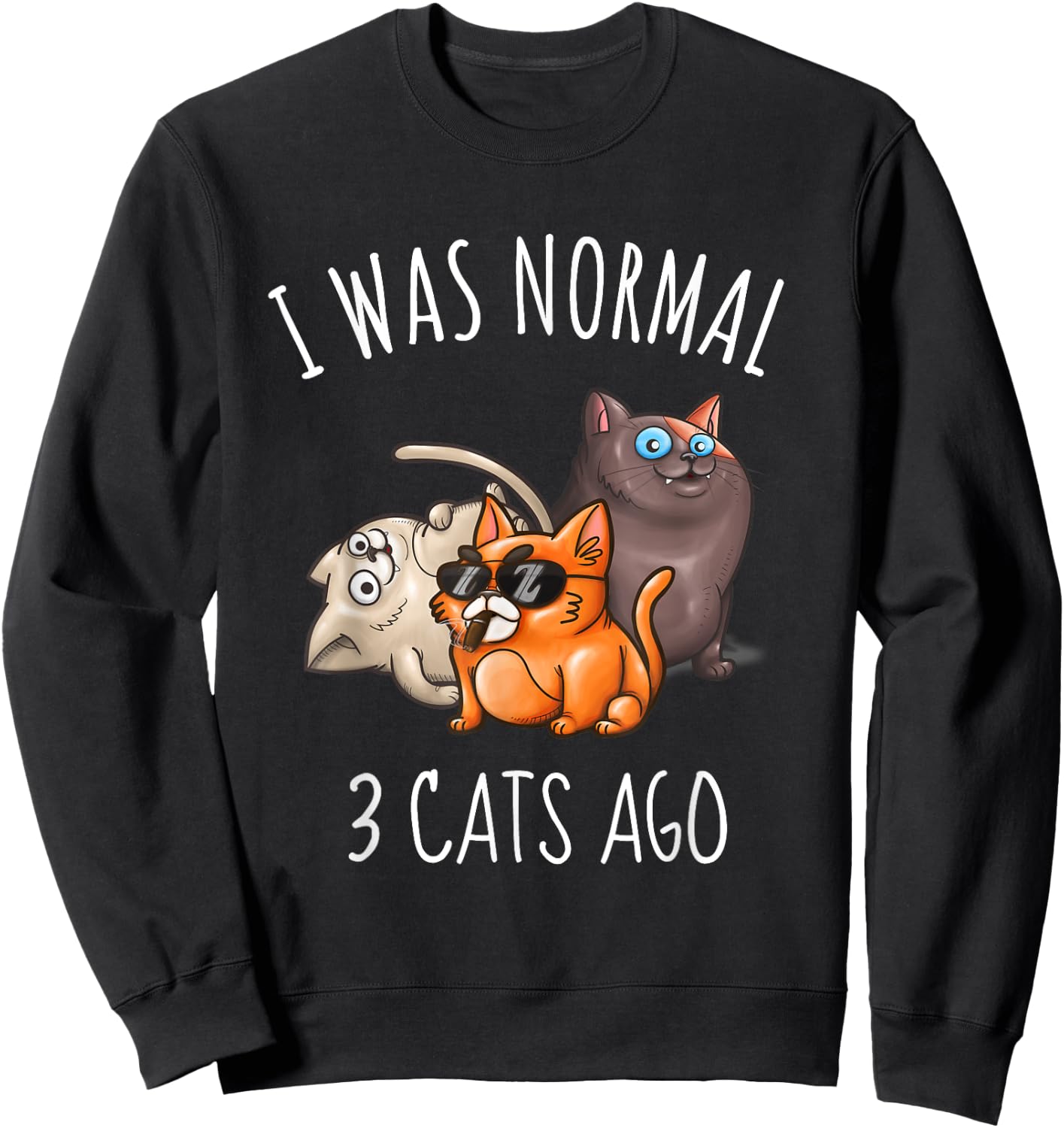 I Was Normal 3 Cats Ago Funny Cat Mom Dad Sweatshirt - Sweatshirt | Black