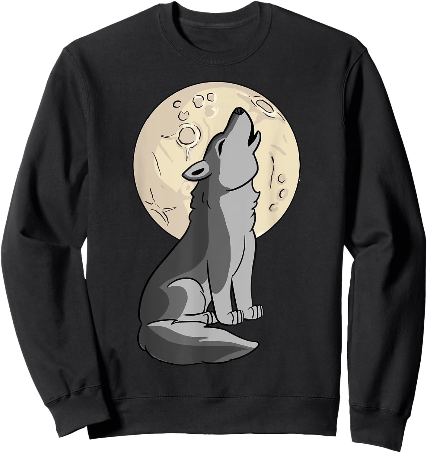 Wolf Shirt - Cute Baby Wolf Costume Howling Full Moon Sweatshirt - Sweatshirt | Black