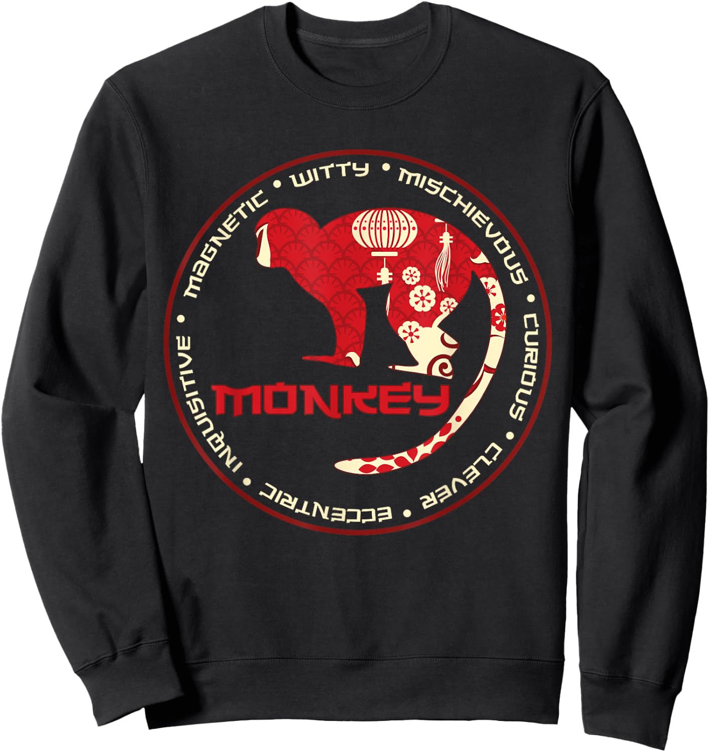 Chinese Zodiac Year of the Monkey Astrology Horoscope Zodiac Sweatshirt - Sweatshirt | Black