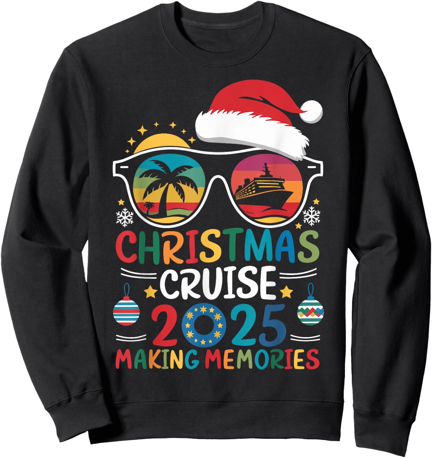 Christmas Cruise 2025 Men Women Kids Family Cruise Matching Sweatshirt - Sweatshirt | Black