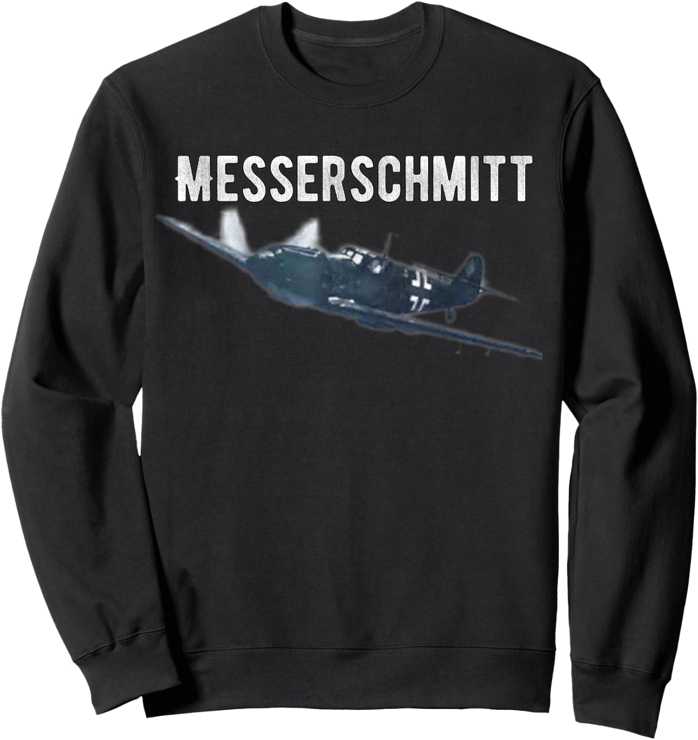 Shirt City Military Veteran Honor Wear WW2 Messerschmitt German Fighter Plane Commemorative Sweatshirt - Sweatshirt | Black