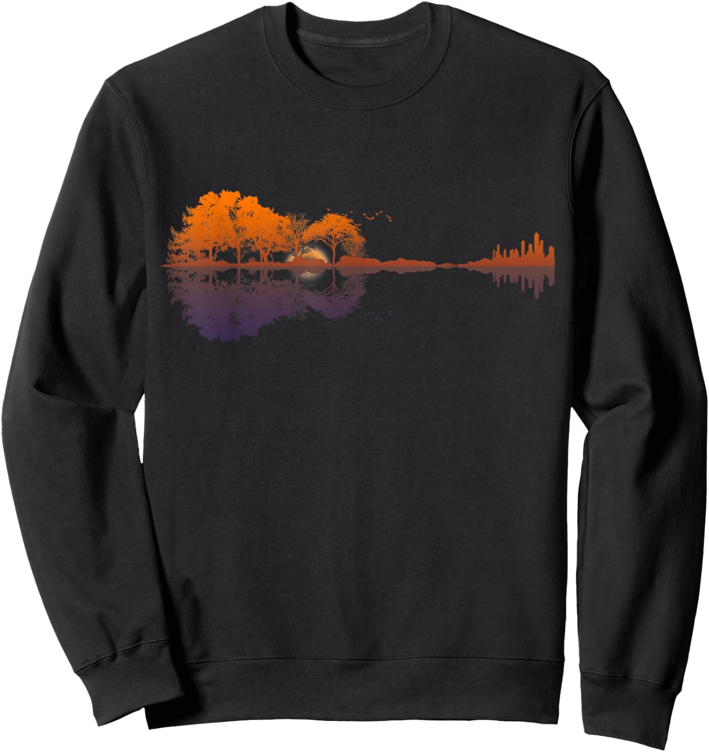 Guitar Lake Reflections Music and Guitar Lover Guitar Sweatshirt - Sweatshirt | Black