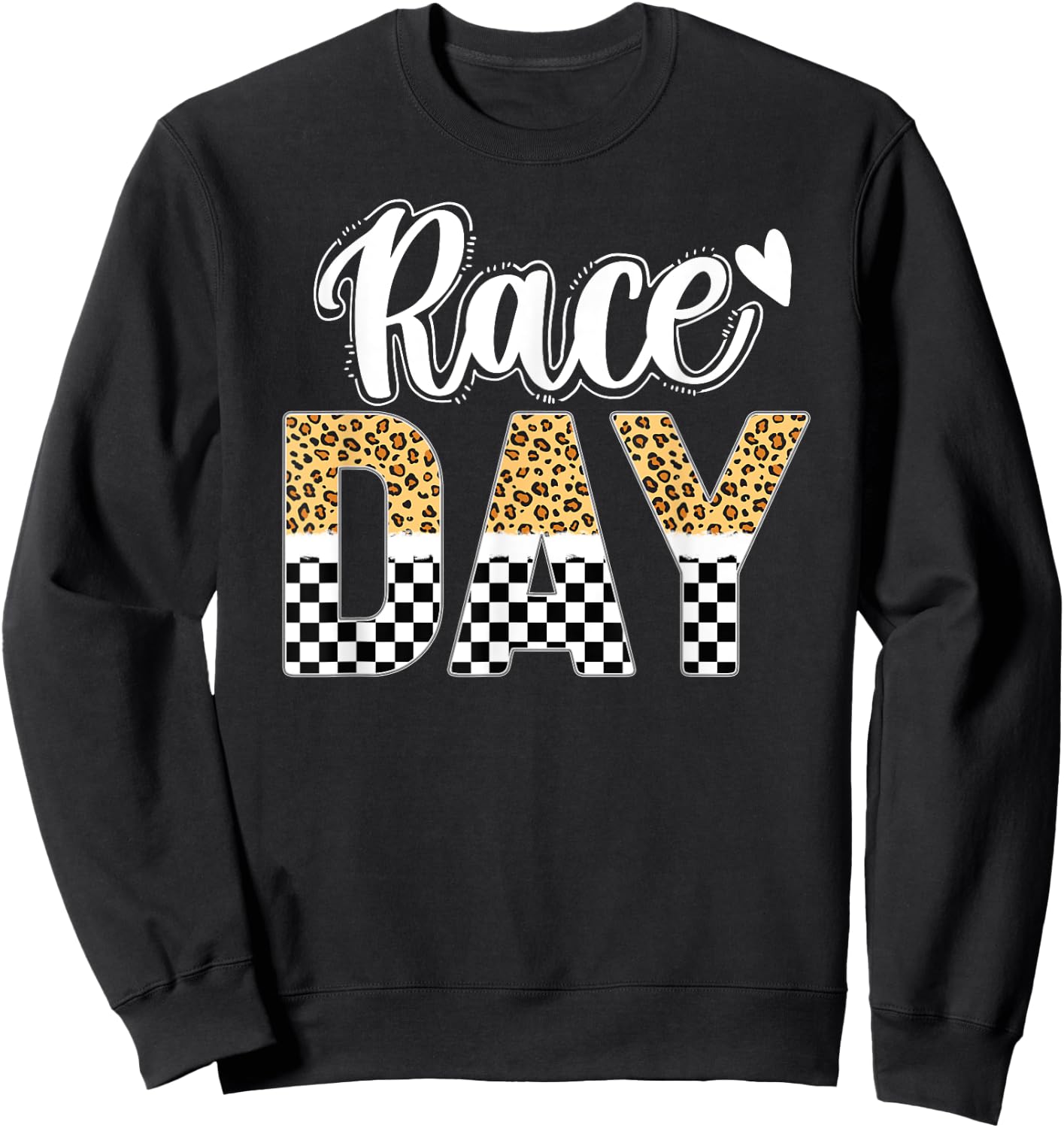 Race Day Leopard Car Race Day Checkered Flag Race Days Sweatshirt - Sweatshirt | Black