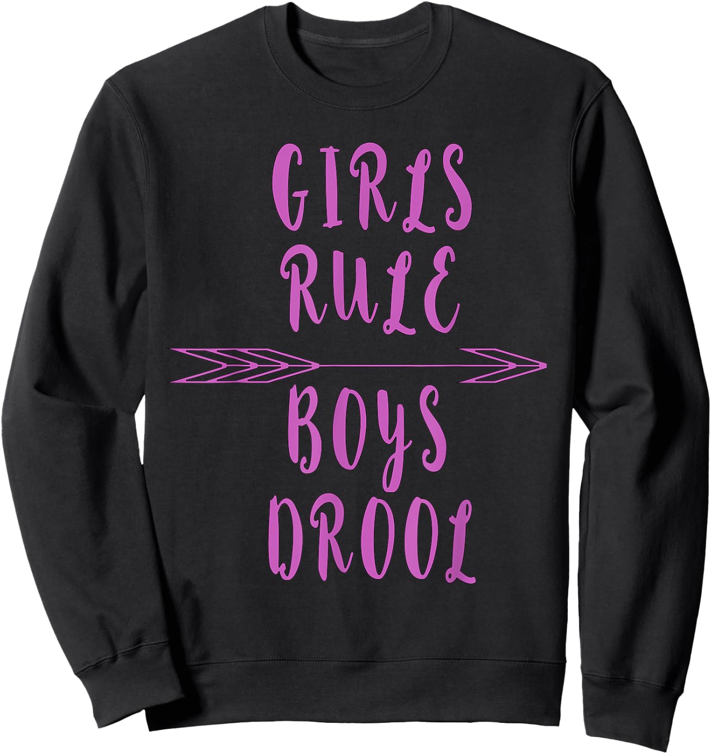 Funny witty gift ideas and tops Girls Rule, Boys Drool Anti-Valentine's Day Black Small Classic Fit Heather Grey Cotton Polyester Short Sleeve Sweatshirt - Sweatshirt | Black