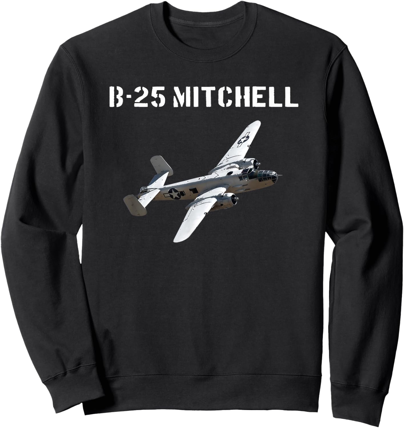 B-25 Mitchell Bomber Plane WW2 Vintage Sweatshirt - Sweatshirt | Black