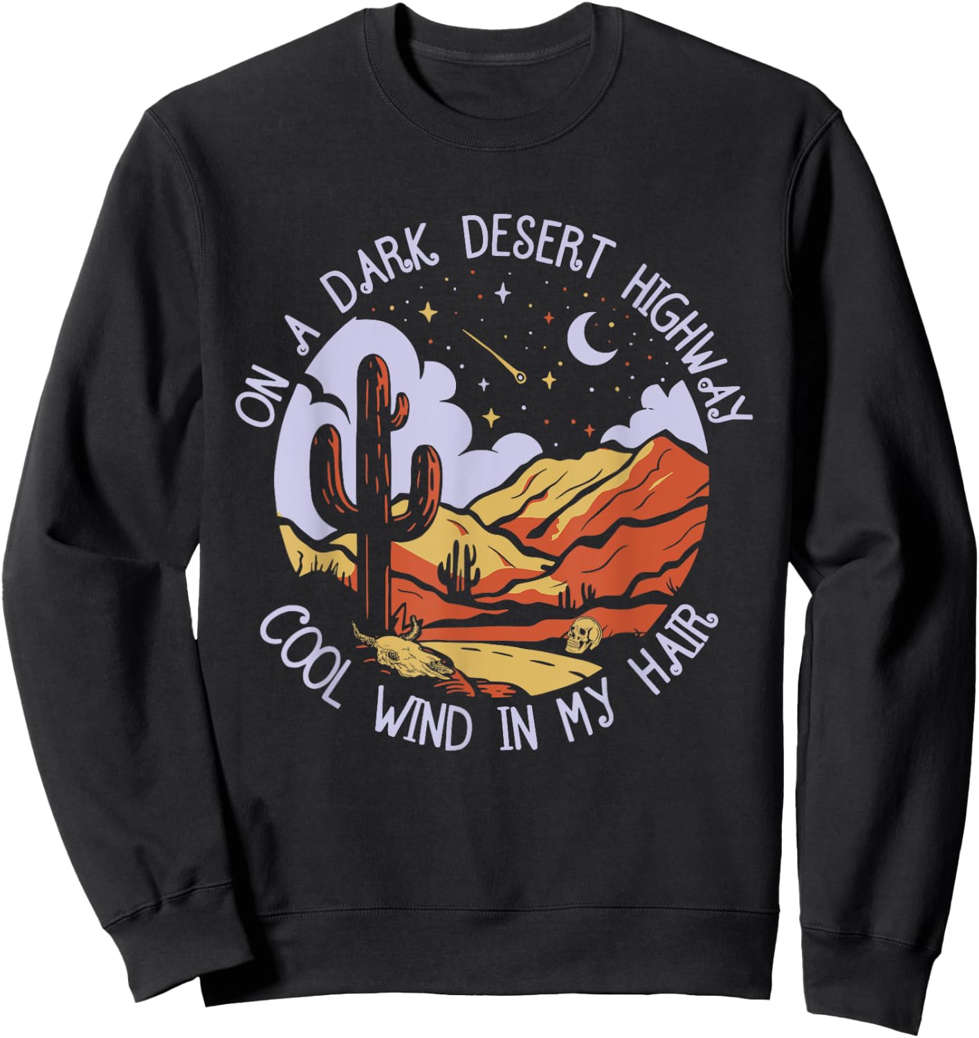 Vintage Western Deserts and Mountains - Cool Wind in My Hair Sweatshirt - Sweatshirt | Black