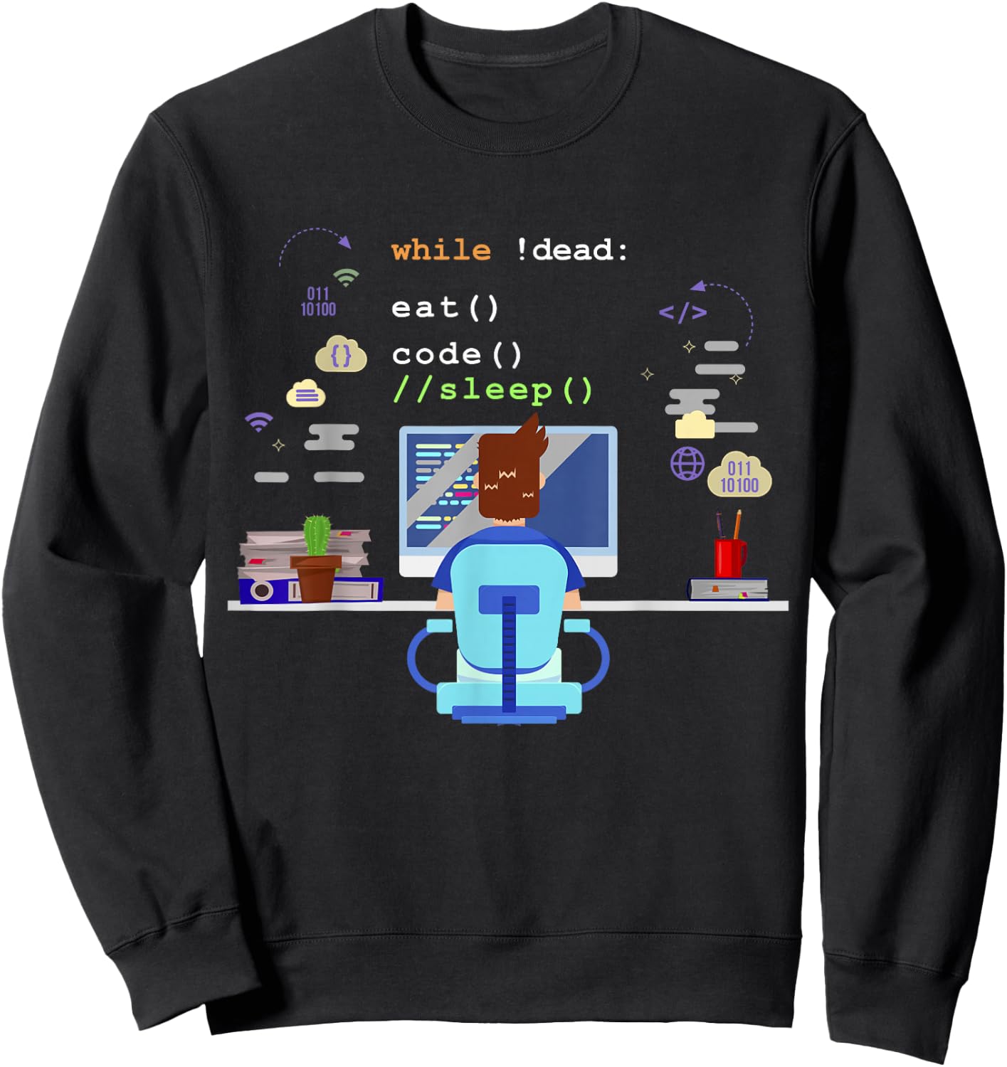 Eat Sleep Code Computer Science Programming Shirt Sweatshirt - Sweatshirt | Black
