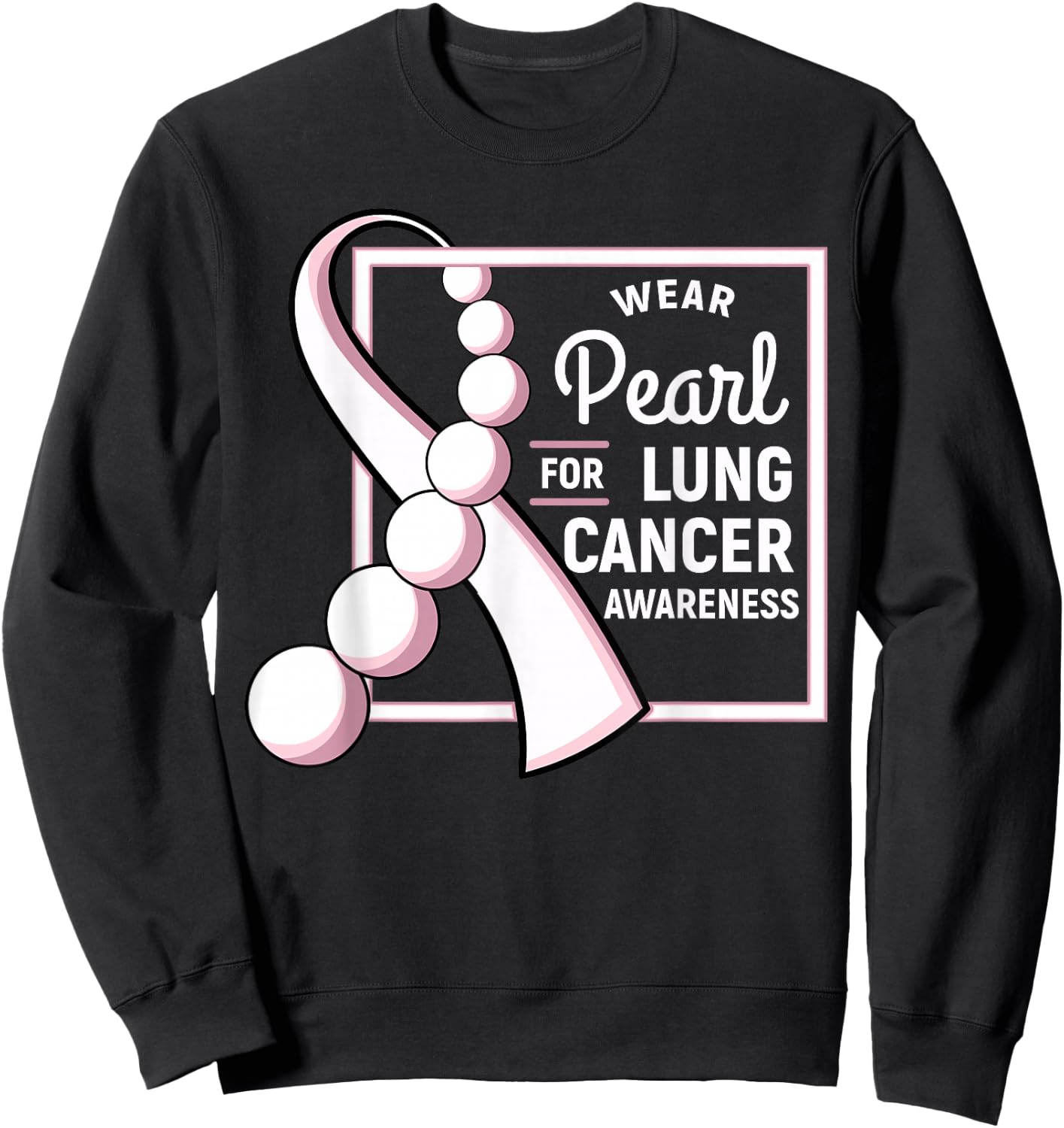 Cute Lung Cancer Awareness Adult Lung Cancer Awareness Black Pearl Ribbon Chemo Gift Small Classic Fit Short Sleeve Sweatshirt - Sweatshirt | Black