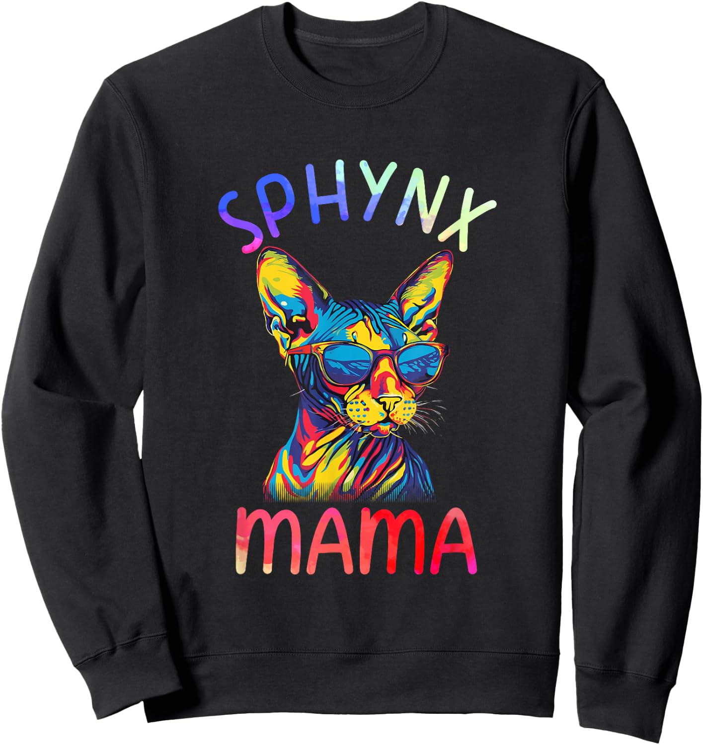 Sphynx Cat Mom Mama Pop Art Sphynx Cat Lovers Women Kids Sweatshirt - Sweatshirt | Black
