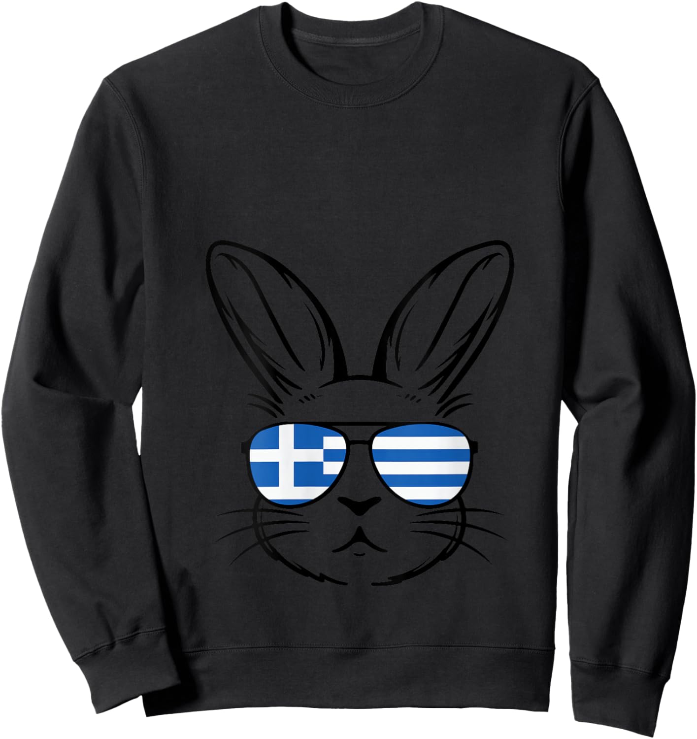 Women's Greek Flag of Greece Orthodox Easter Bunny Greek Easter V-Neck Sweatshirt - Sweatshirt | Black
