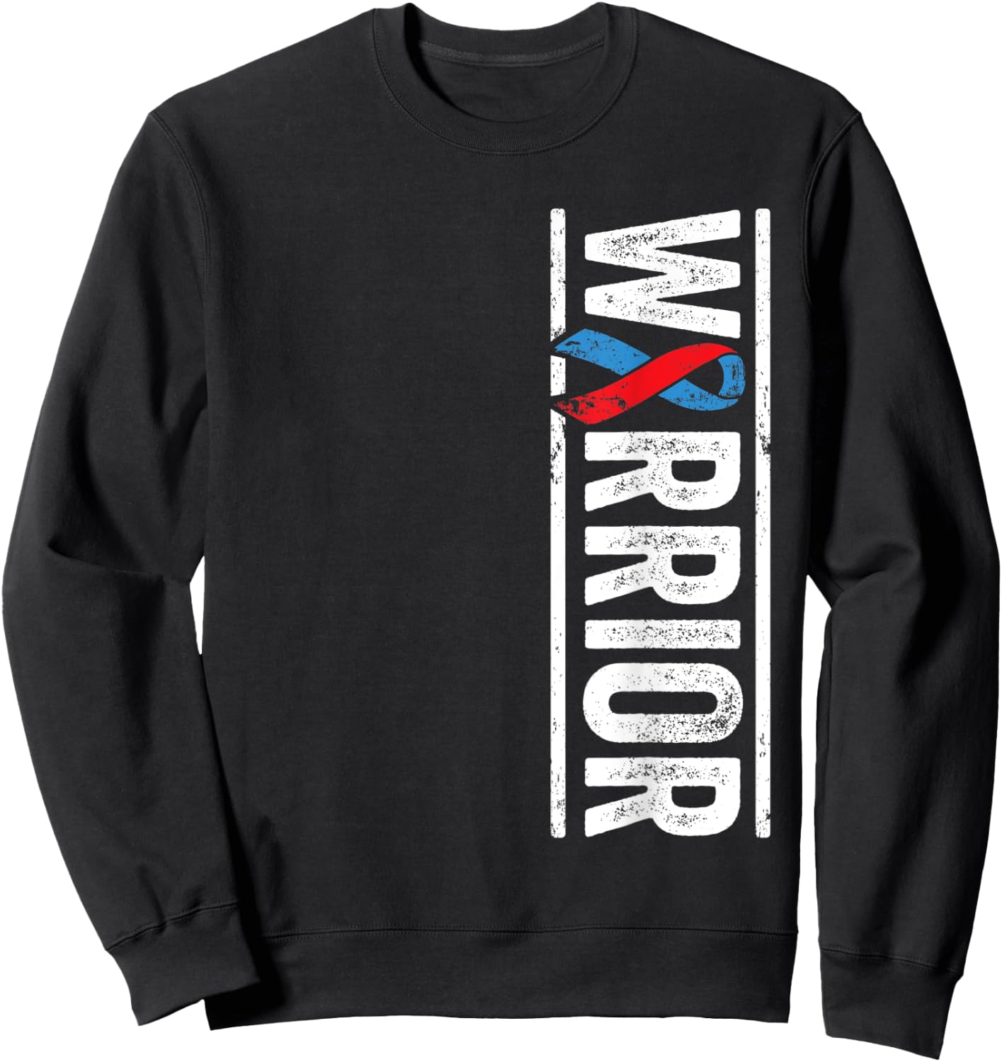 Pulmonary Fibrosis Warrior - PF Red Blue Awareness Ribbon Sweatshirt - Sweatshirt | Black
