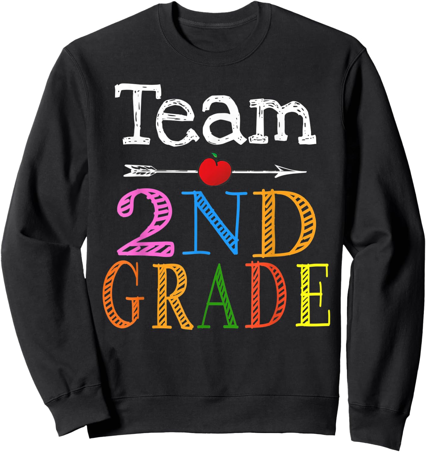 Team 2nd Second Grade Teacher Student Back To School Funny Women Kids Sweatshirt - Sweatshirt | Black