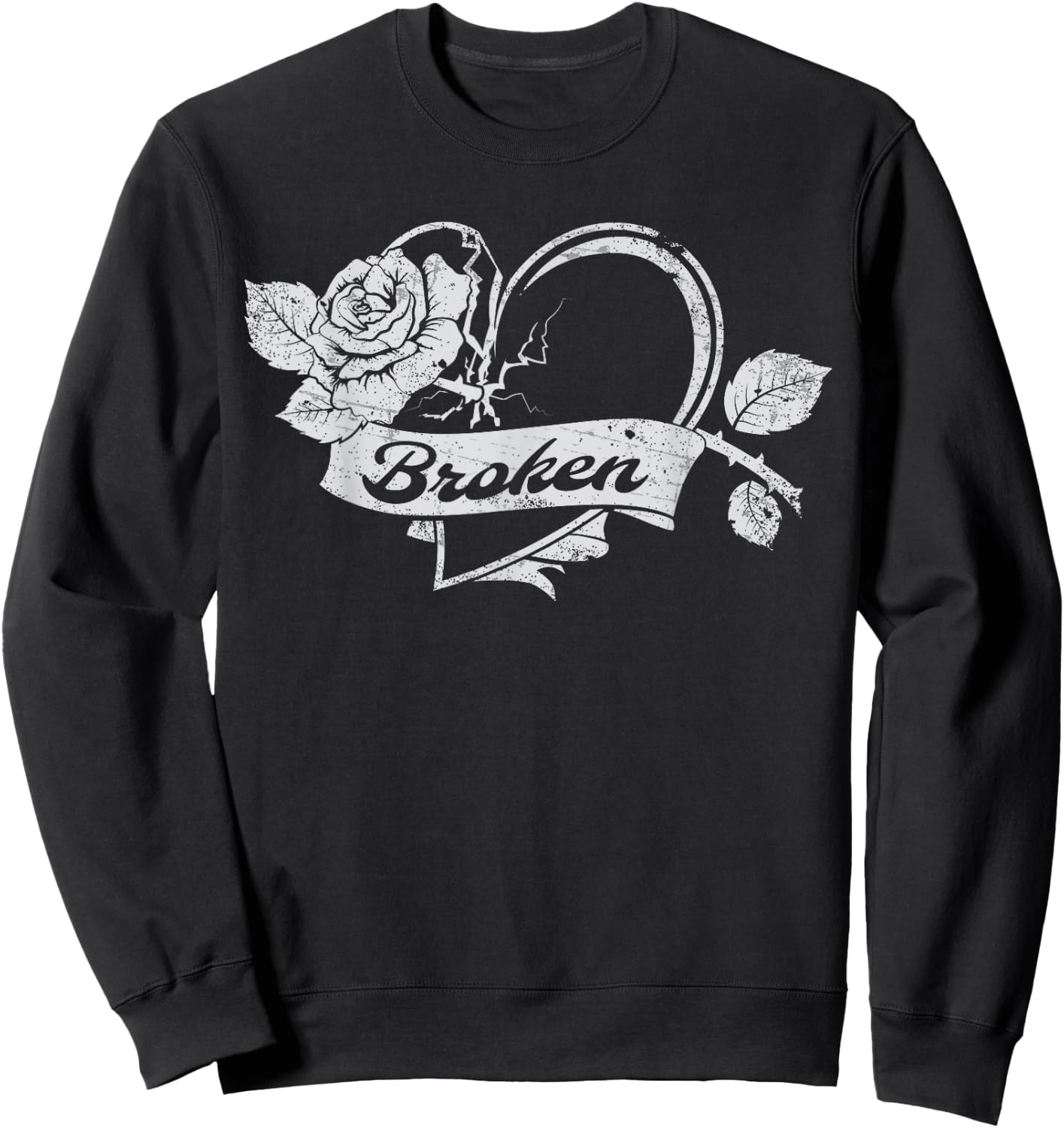 Broken Heart Emo Love Heart Break Up Sweatshirt - Sweatshirt | Black
