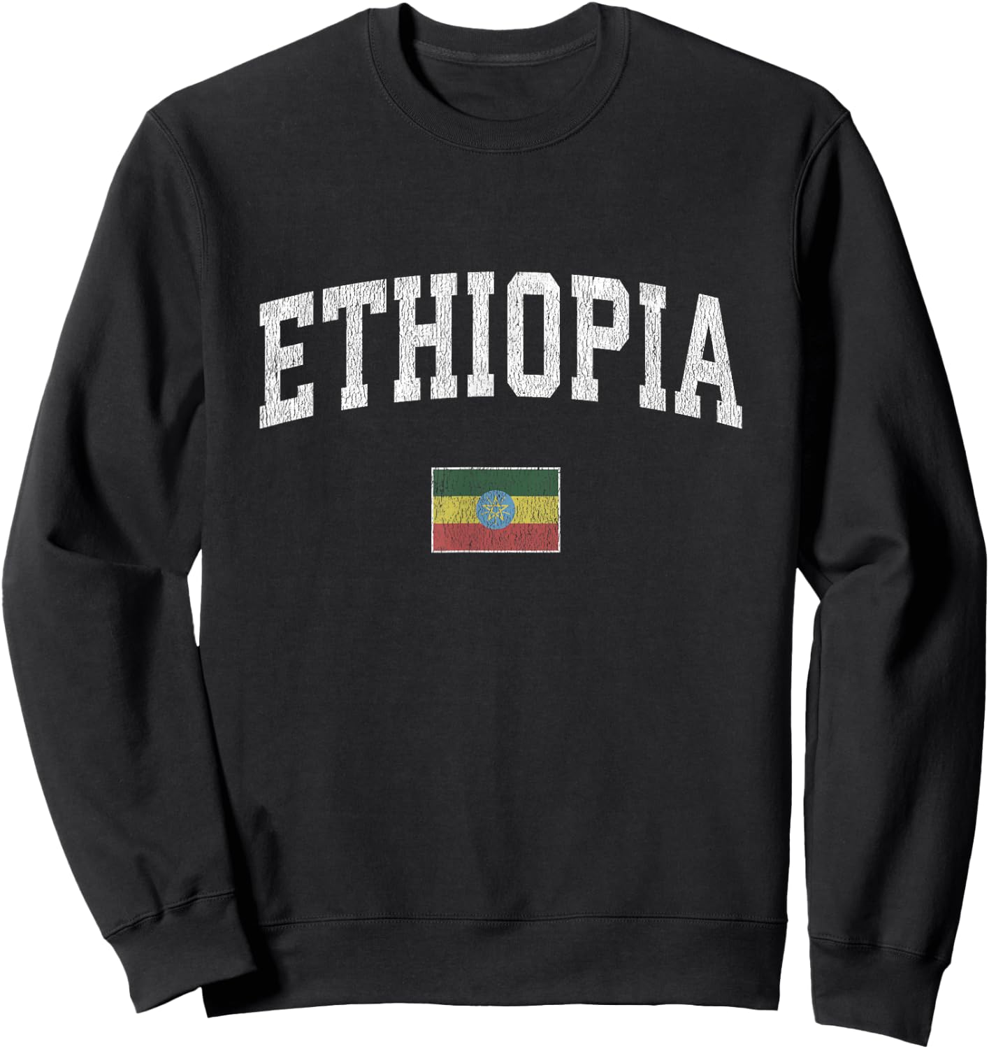 Ethiopia Vintage Sports Design Ethiopian Flag Sweatshirt - Sweatshirt | Black