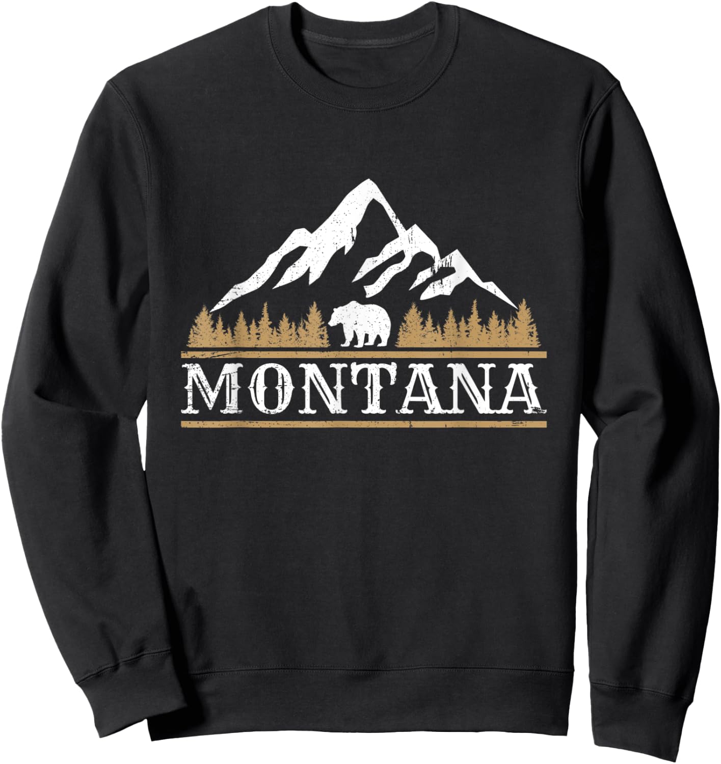 Rugged Montana Mountain Bear Outdoor Hiking Adventure Sweatshirt - Sweatshirt | Black