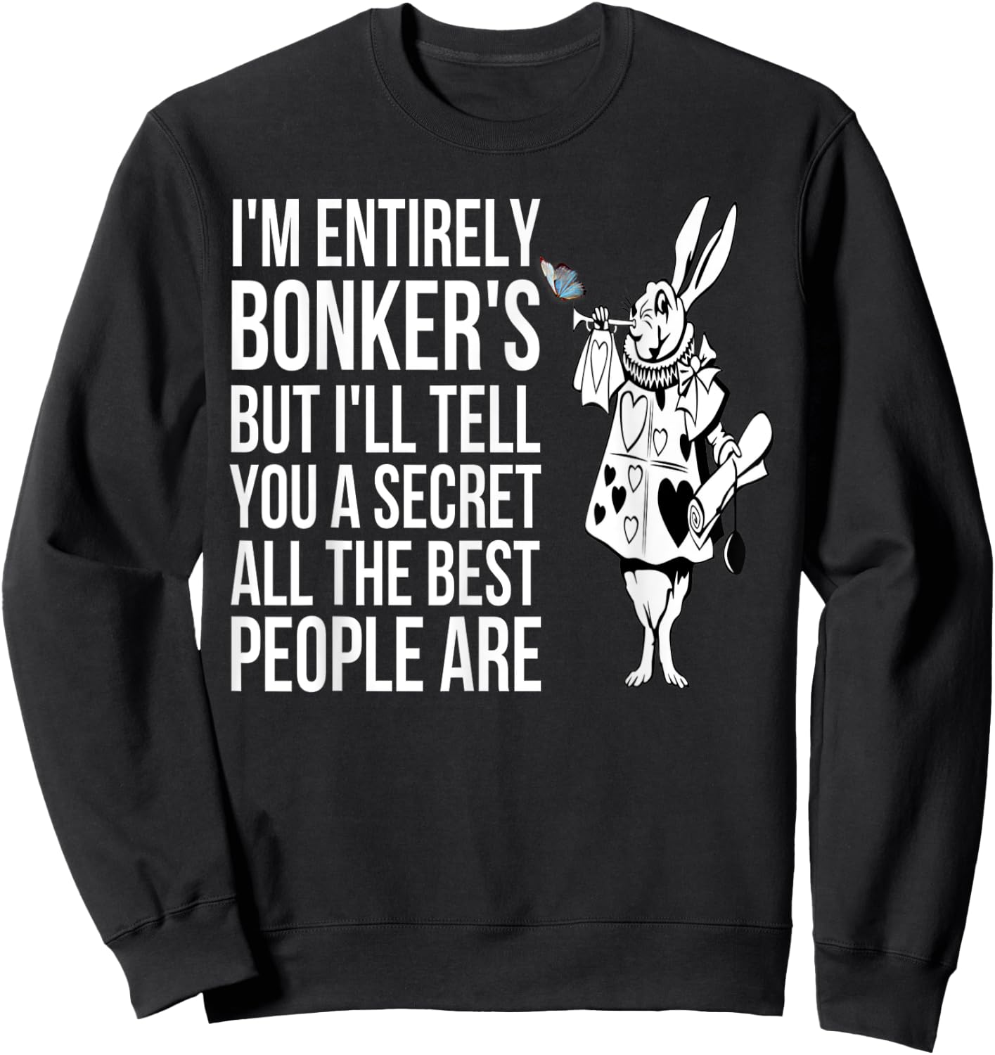 WHITE RABBIT Alice in Wonderland-Men Women Kids T Shirt Sweatshirt - Sweatshirt | Black