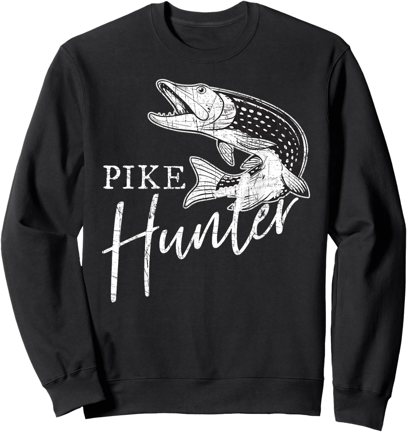 Pike Hunter Fishing Fisherman Northern Pike Sweatshirt - Sweatshirt | Black