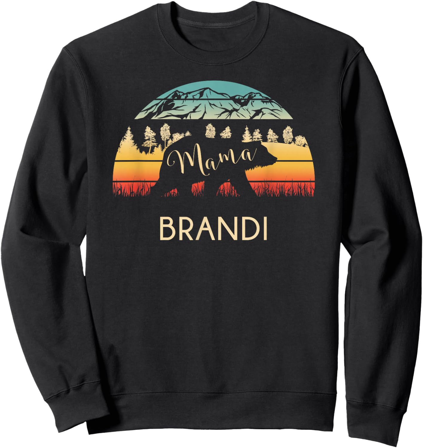 Brandi Name Shirt Retro Mama Bear Mothers Day Gift Sweatshirt - Sweatshirt | Black