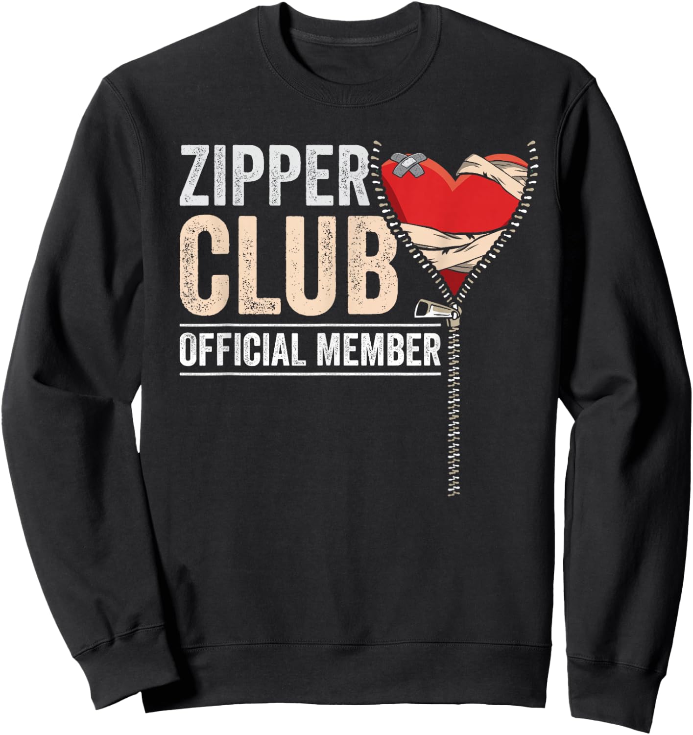 Open Heart Surgery Survivor Zipper Club Member Get Well Gift Sweatshirt - Sweatshirt | Black