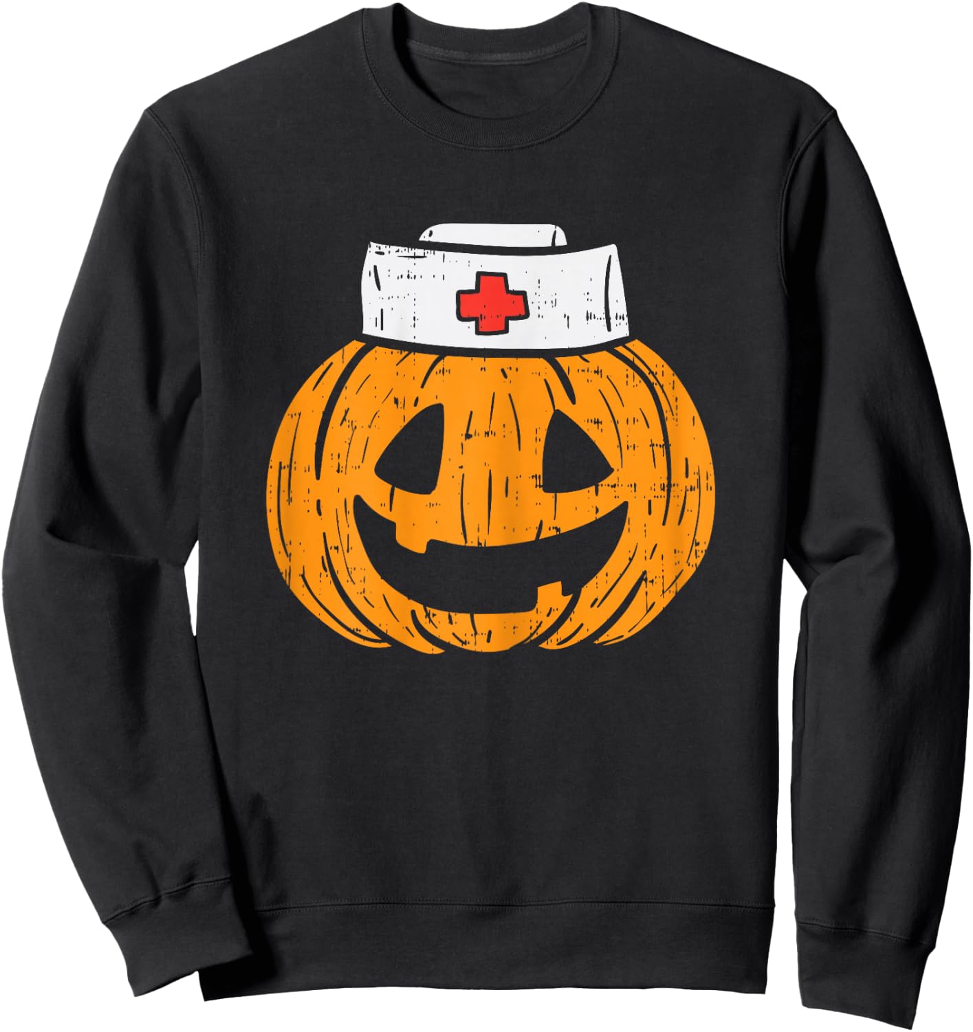 Pumpkin Nurse Funny Scary Halloween Costume RN CNA ICU Girls Sweatshirt - Sweatshirt | Black