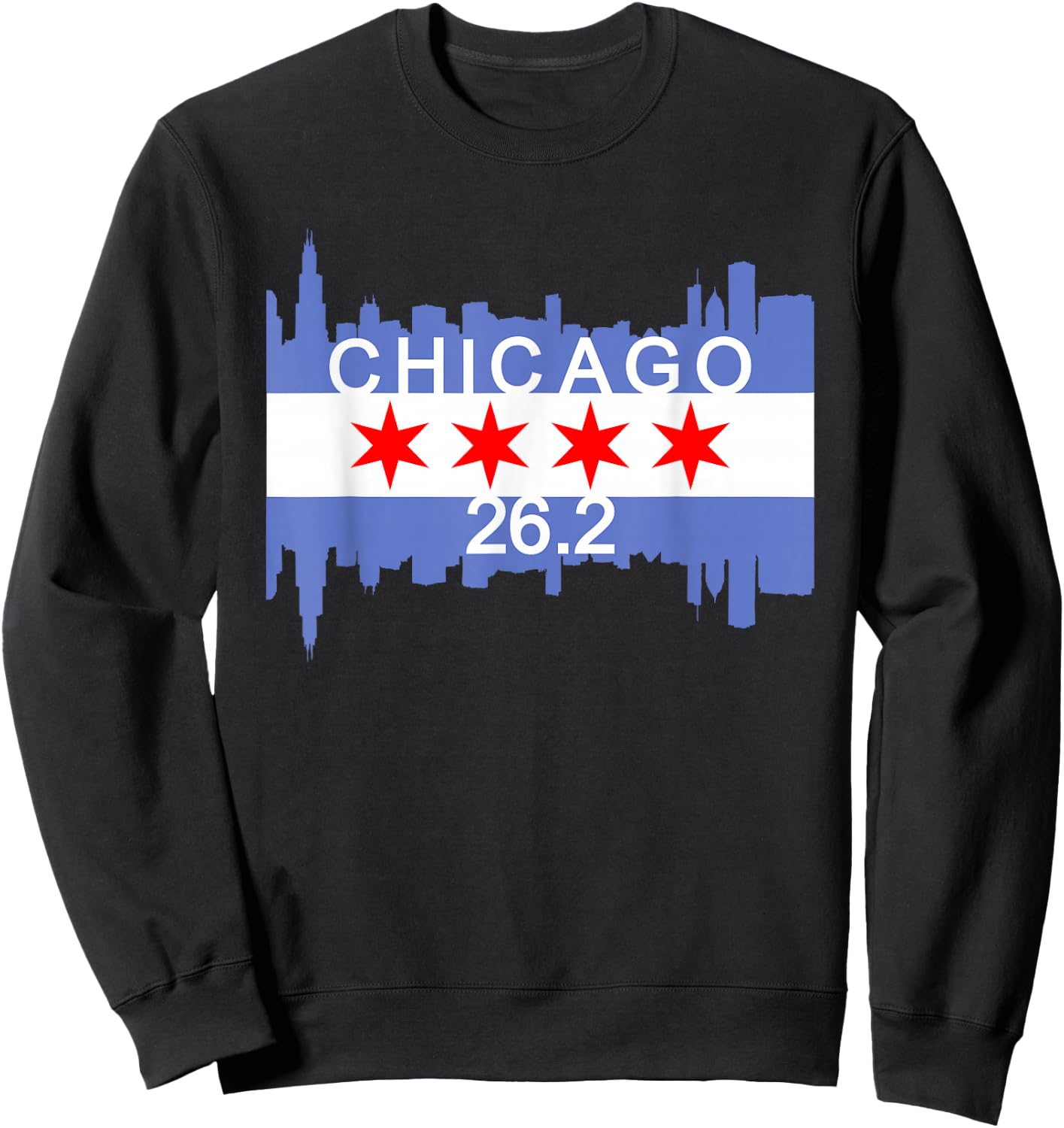 26.2 Mile Marathon Runner T Shirt Chicago Flag Running Gift Sweatshirt - Sweatshirt | Black