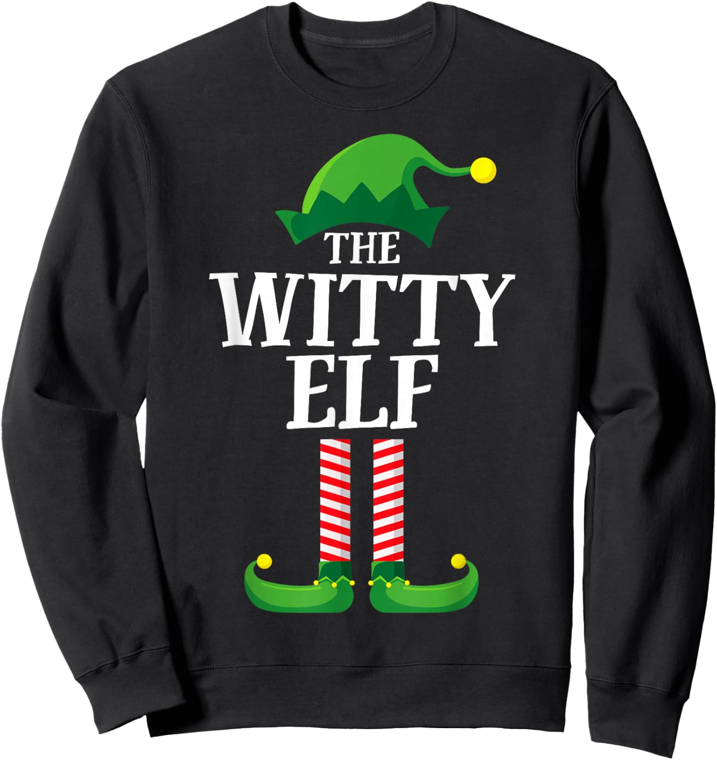 Witty Elf Matching Family Group Christmas Party Pyjamas Sweatshirt - Sweatshirt | Black