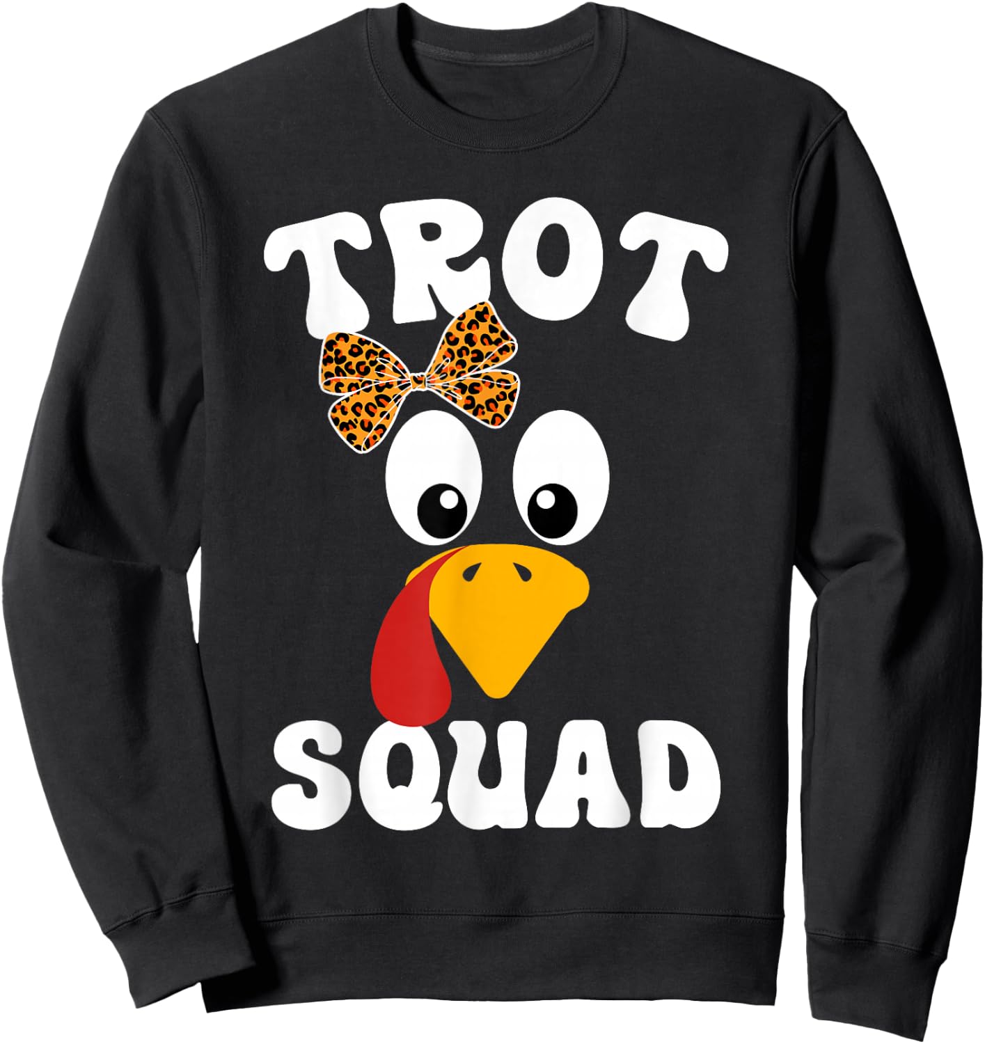 Thanksgiving Leopard Coquette Bow Running Turkey Trot Squad Sweatshirt - Sweatshirt | Black