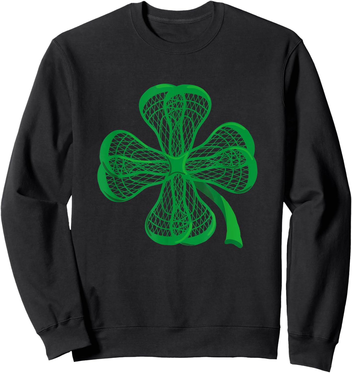 Lacrosse Sticks Shamrock clover irish lucky Lax gift Sweatshirt - Sweatshirt | Black