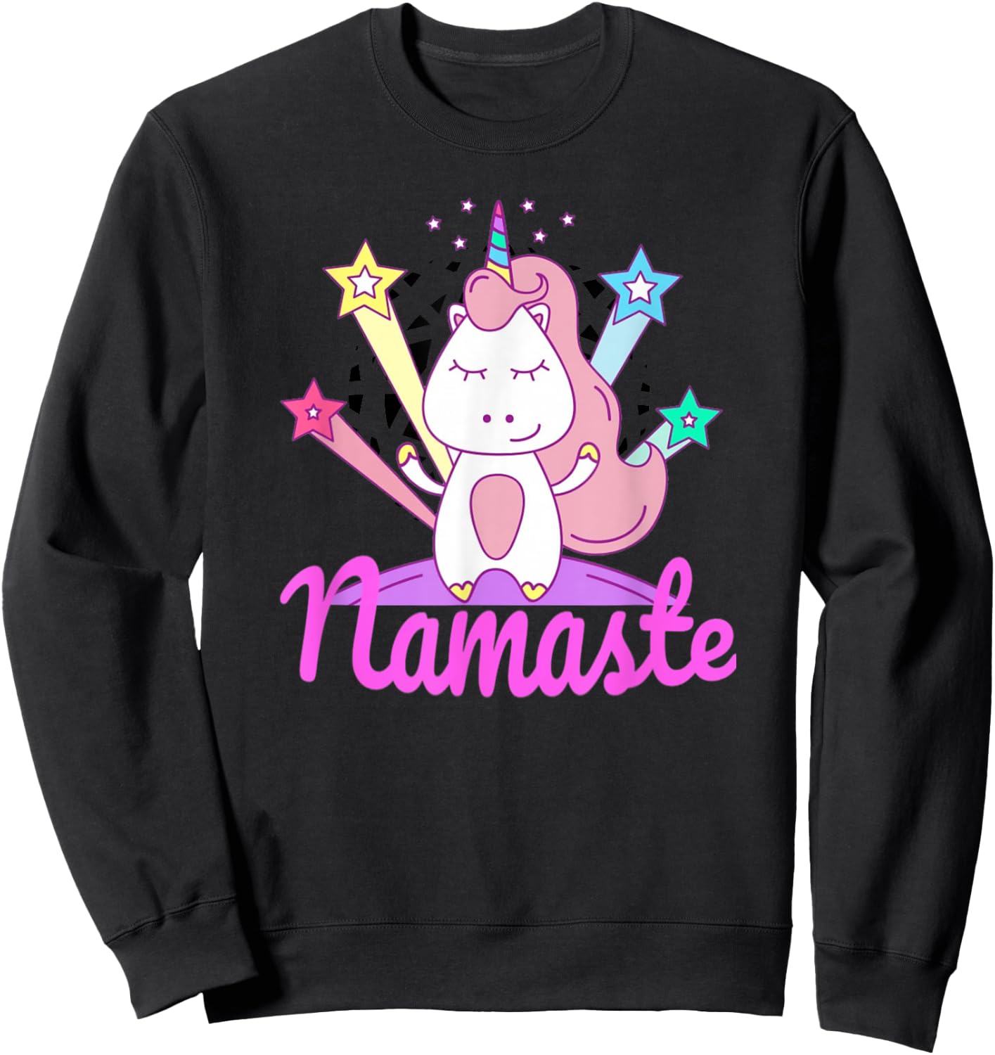 Namaste Unicorn for Kids - Girls Yoga Sweatshirt - Sweatshirt | Black