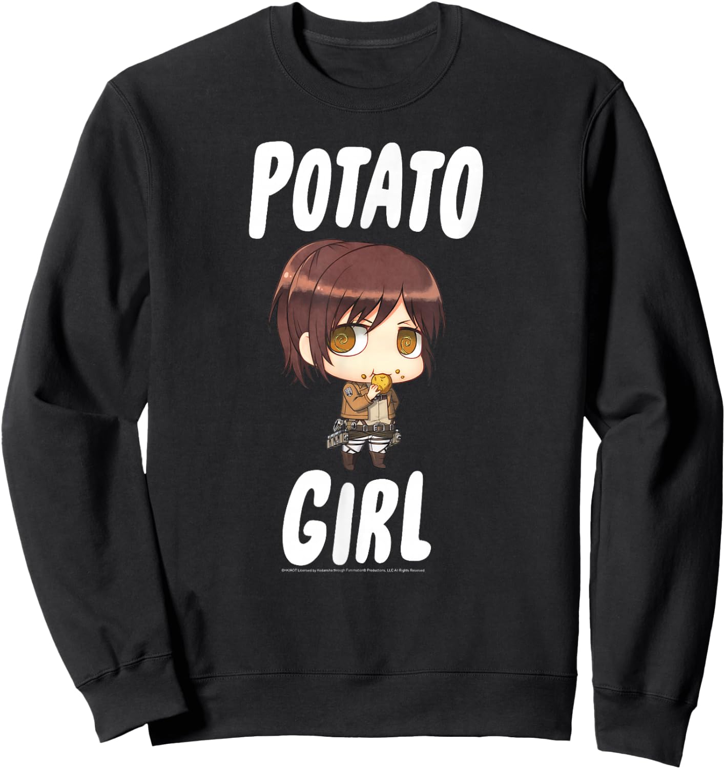 Attack on Titan Potato Girl Chibi AOT Anime Sweatshirt - Sweatshirt | Black