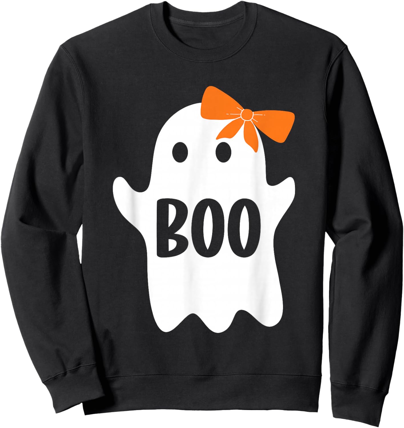Cute Ghost with Bow, Boo Halloween Monster Kids Adults Sweatshirt - Sweatshirt | Black