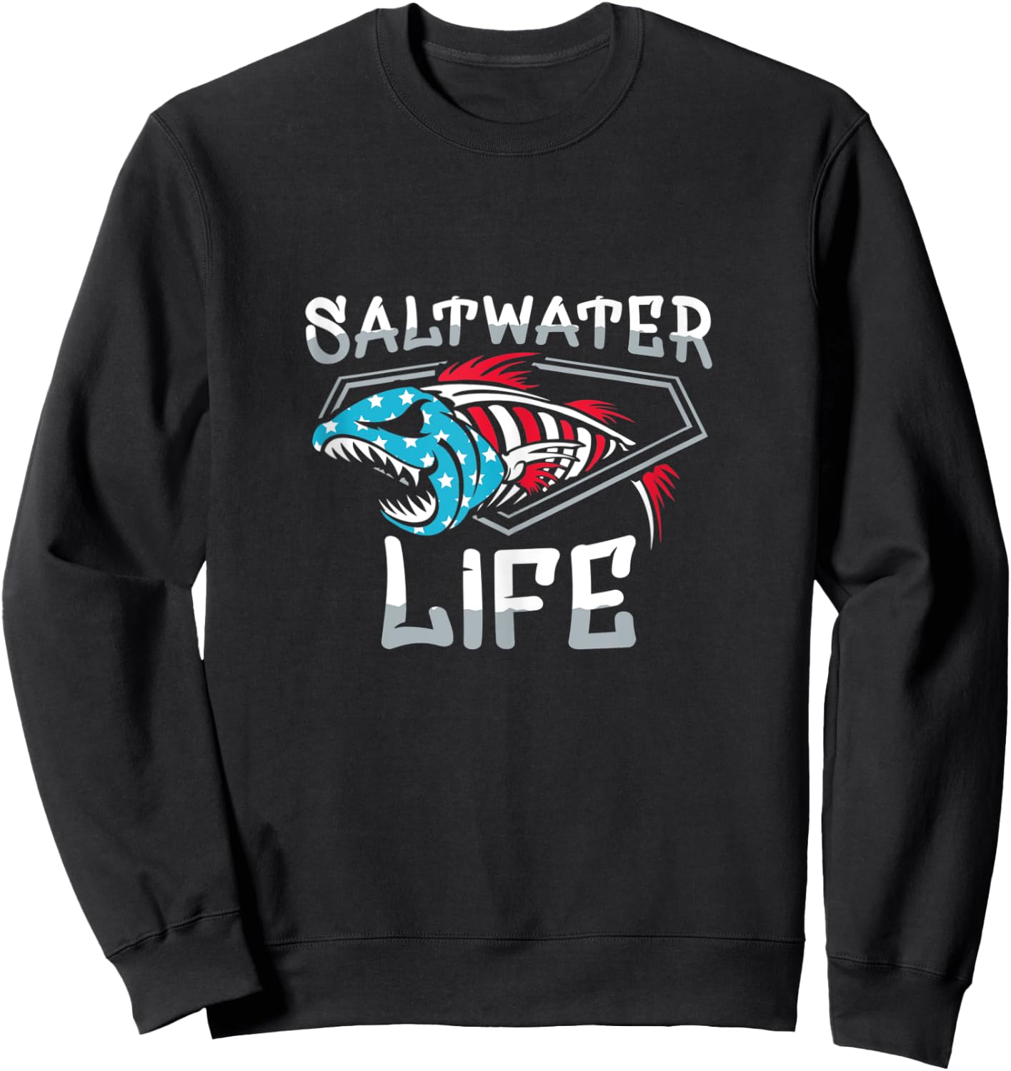 Saltwater Life Fishing Sweatshirt - Sweatshirt | Black