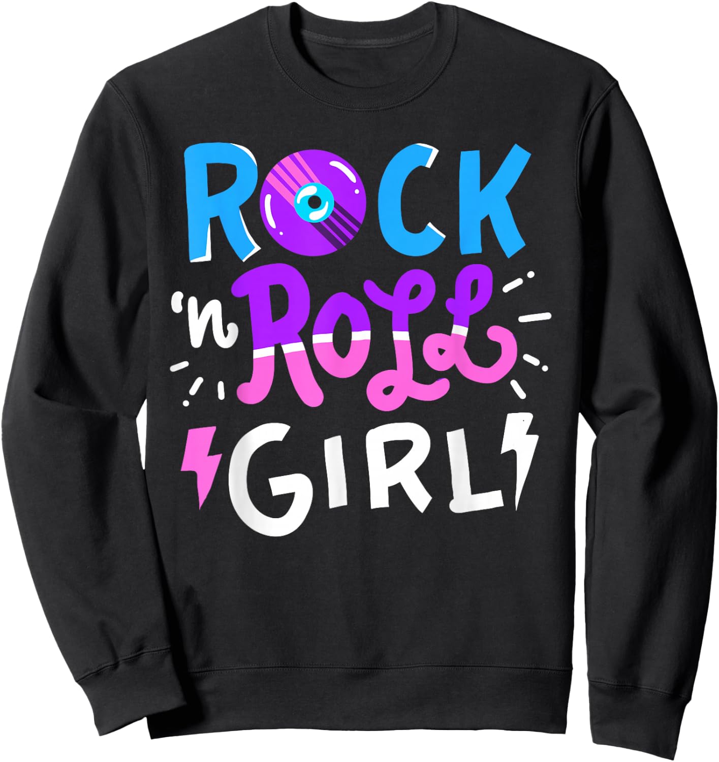 Rock N Roll Girl Music Sweatshirt - Sweatshirt | Black