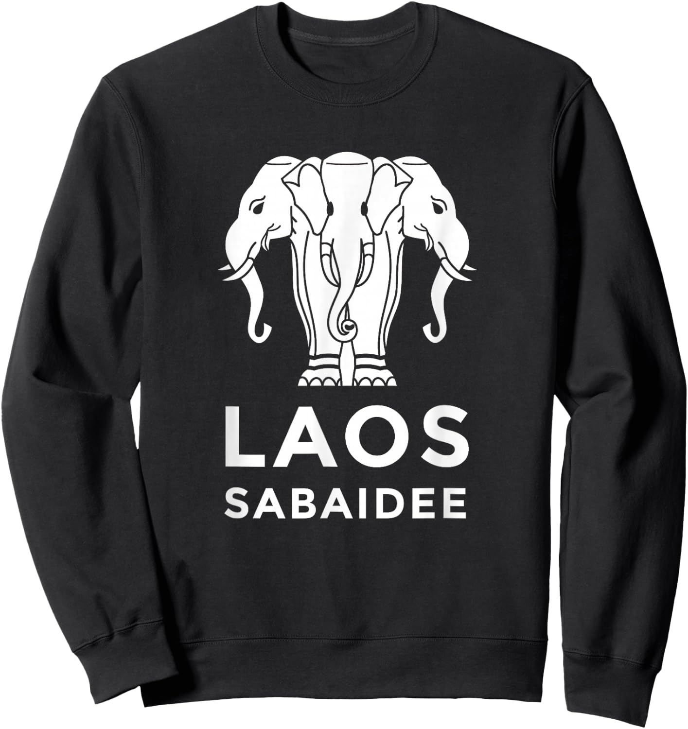 Laos Erawan 3 Headed Elephant Funny Laotian Gift Sweatshirt - Sweatshirt | Black