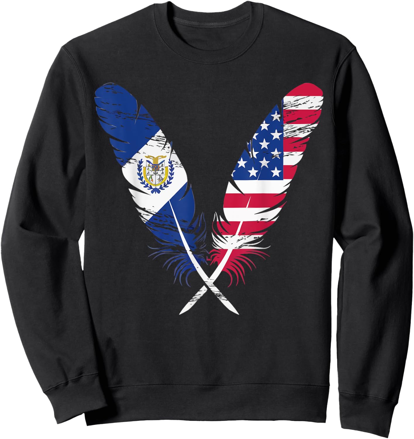 Half American Half Salvadorian USA Flag El Salvador America Sweatshirt - Sweatshirt | Black