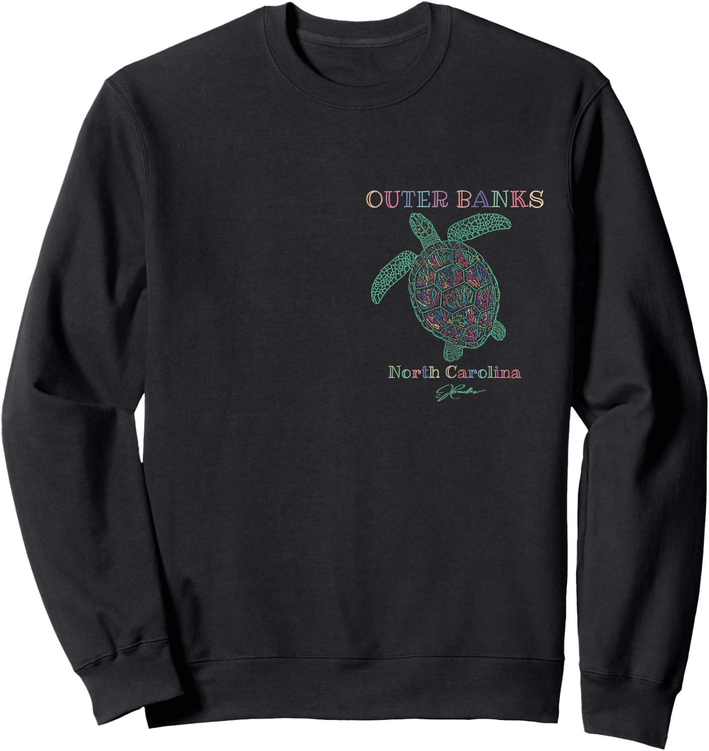 JCombs: Outer Banks, NC, Sea Turtle (2-Sided) Sweatshirt - Sweatshirt | Black