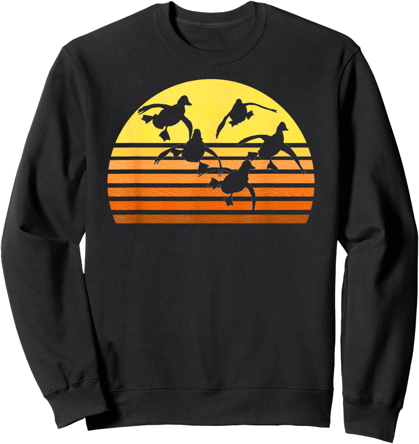 Duck Whisperer Fall Hunter Retro Sun Ducks Autumn Sky Gift Sweatshirt - Sweatshirt | Black