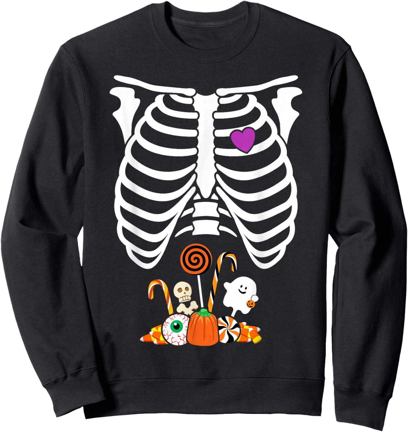 Halloween Candy Skeleton Rib Cage X-Ray Funny Sweatshirt - Sweatshirt | Black
