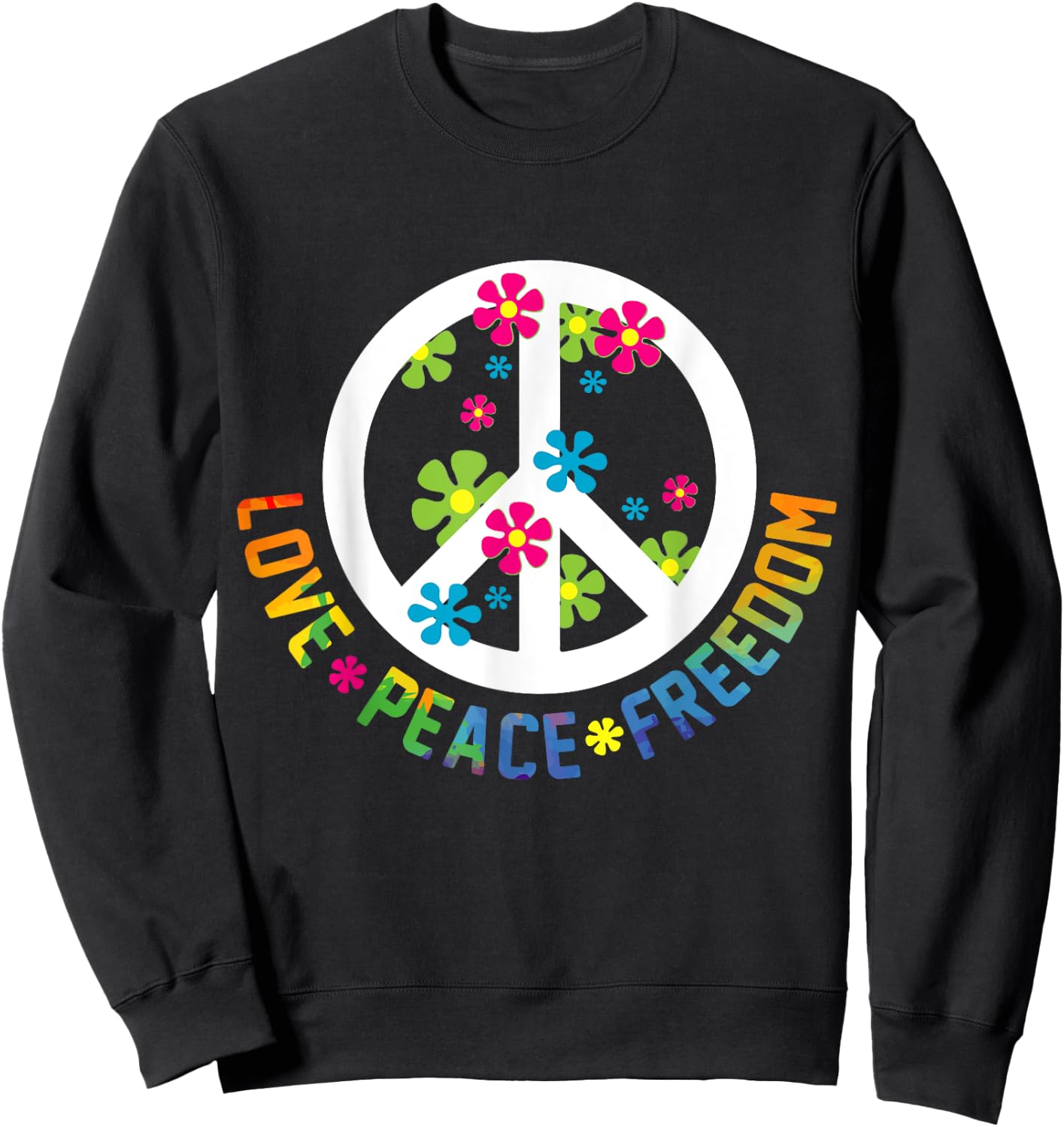 Peace Love Hippie Costume Tie Die 60s 70s Yoga Outfit Gift Sweatshirt - Sweatshirt | Black