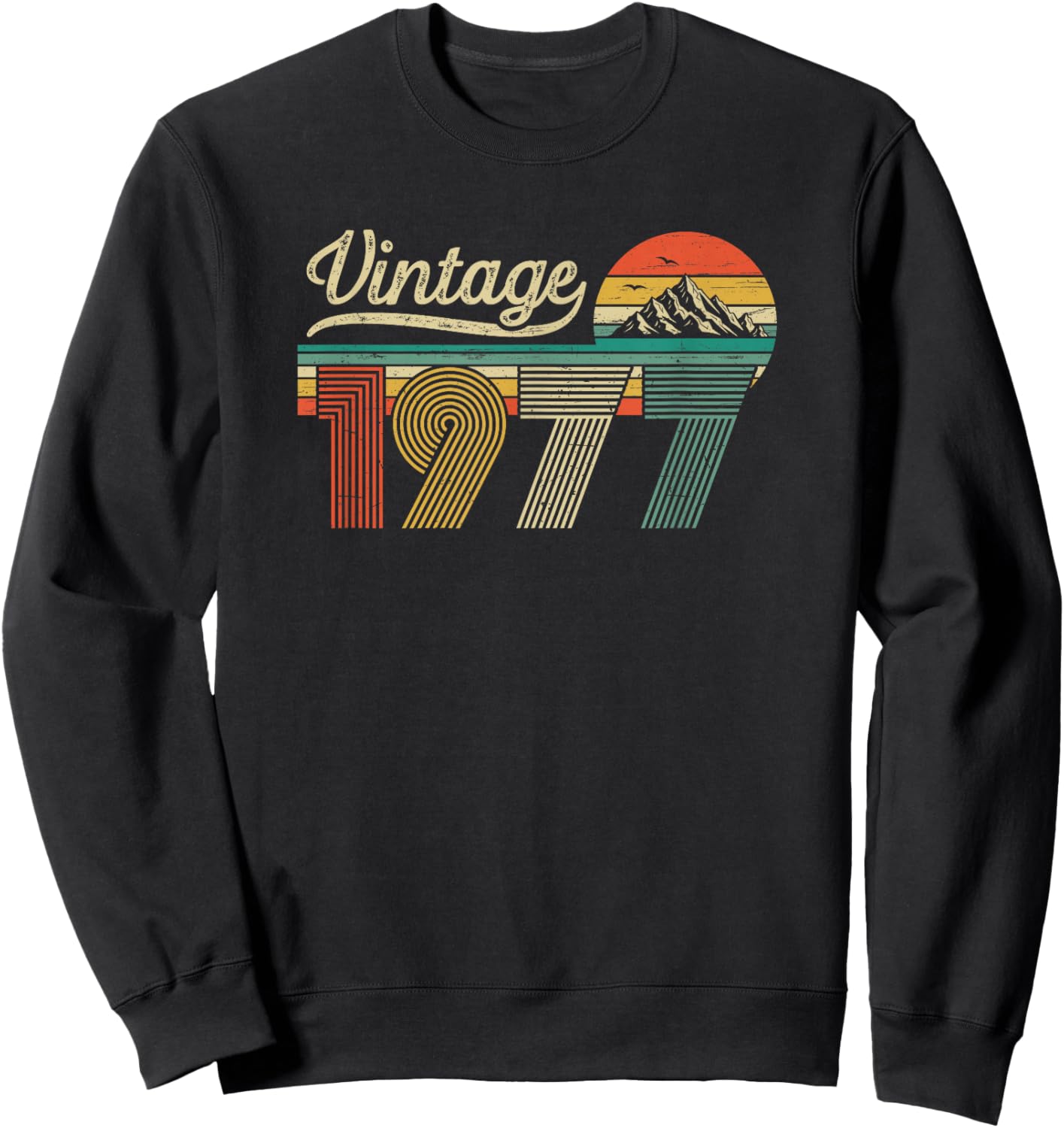 49th Birthday Man Woman - Vintage Born in 1977 Classic Retro Sweatshirt - Sweatshirt | Black