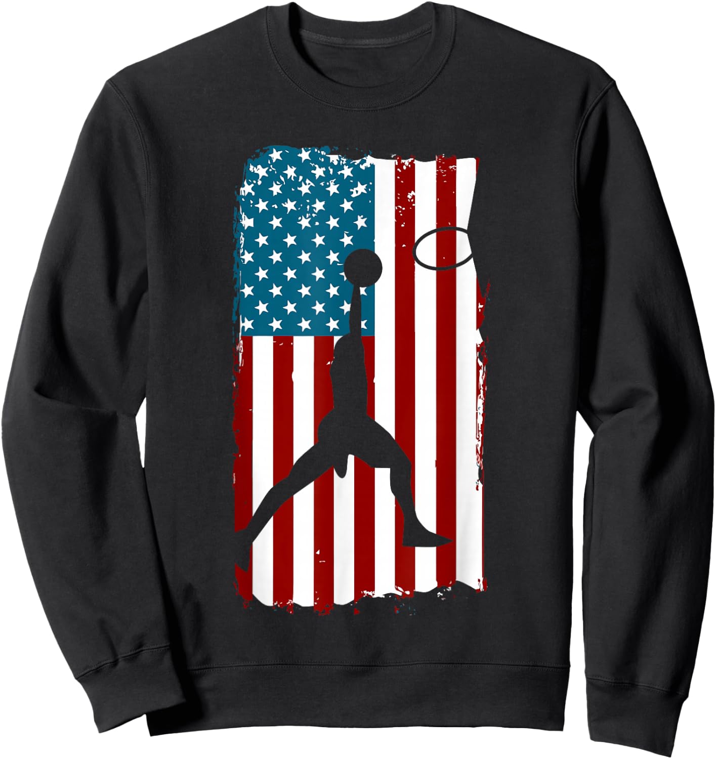 US American Flag Basketball Patriotic Athlete Print For Boys Sweatshirt - Sweatshirt | Black