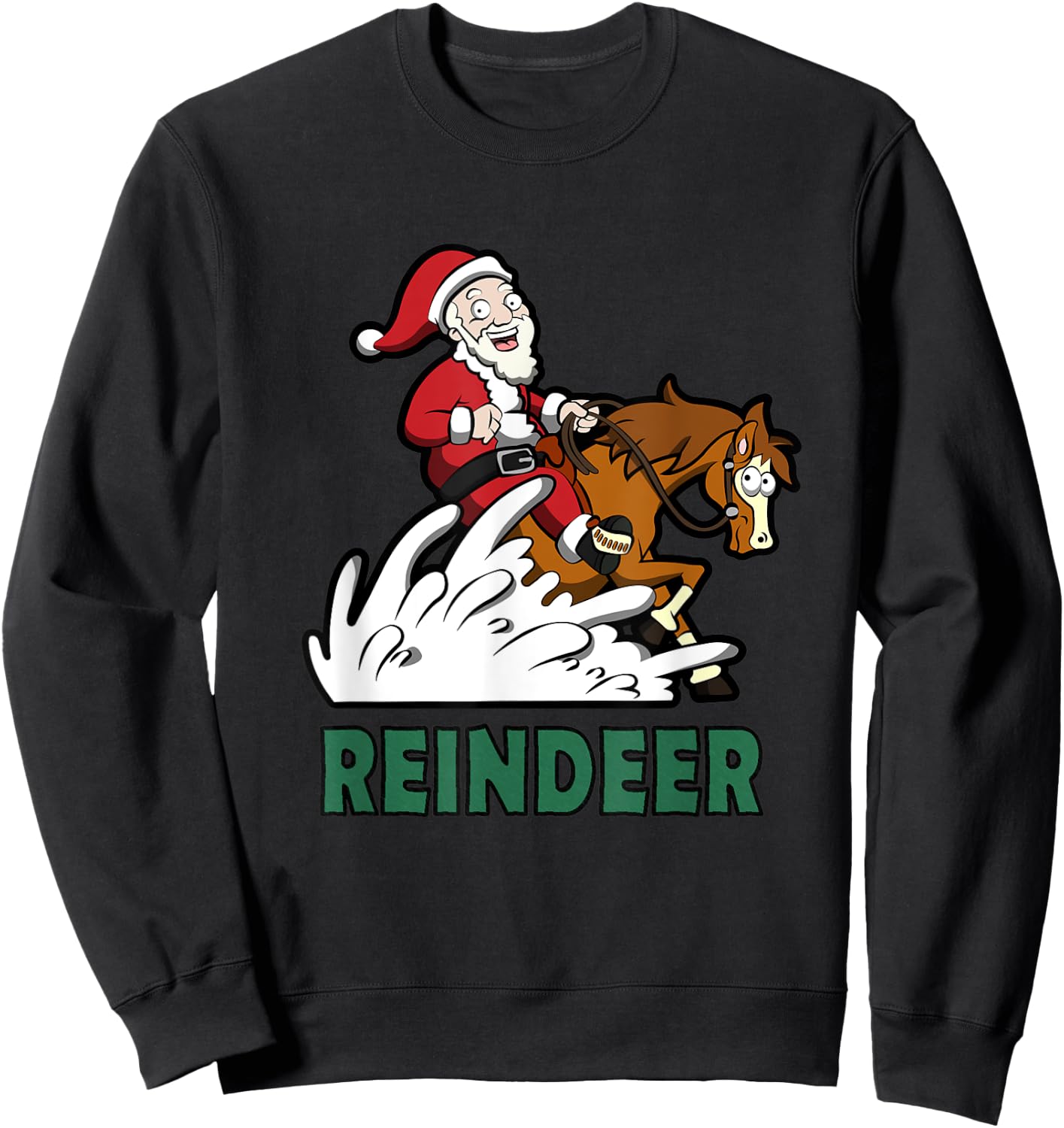 Reindeer Santa on a Reining Horse Sweatshirt - Sweatshirt | Black